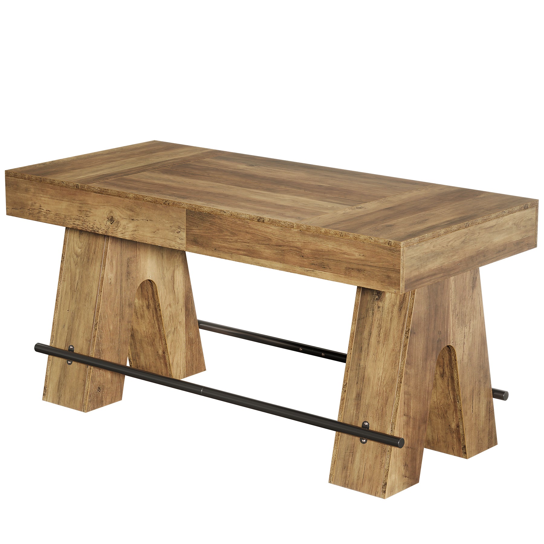 Tribesigns 63" Bar Table, Counter Height Table Pub Table with Metal Footrest - Thumbnail 4