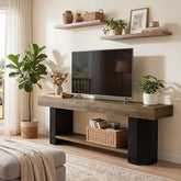 Tribesigns 63" TV Stand, Farmhouse TV Console with Shelf for Living Room 3