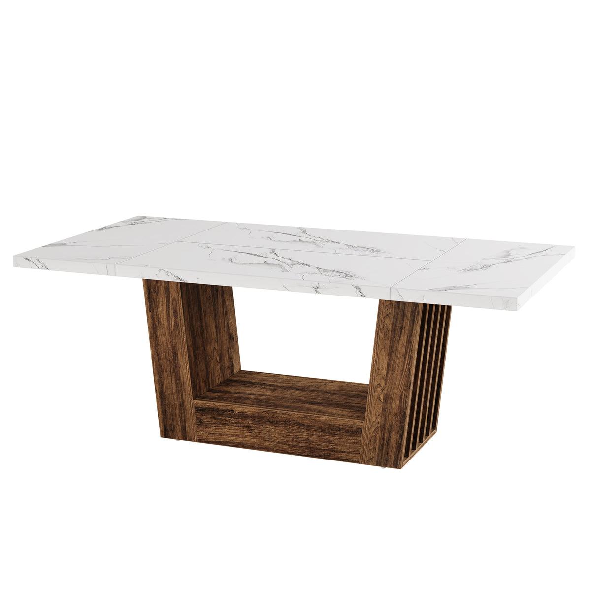 63" Dining Table for 4-6, Farmhouse Kitchen Dinner Table with Heavy-Duty Base