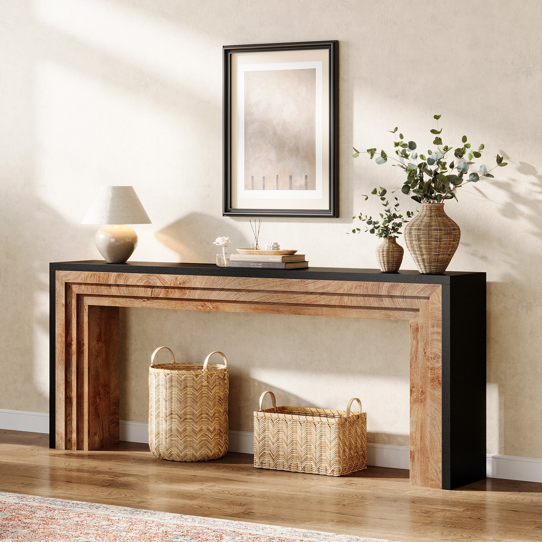 70.9" Console Table, Farmhouse Narrow Sofa Table Hallway Table