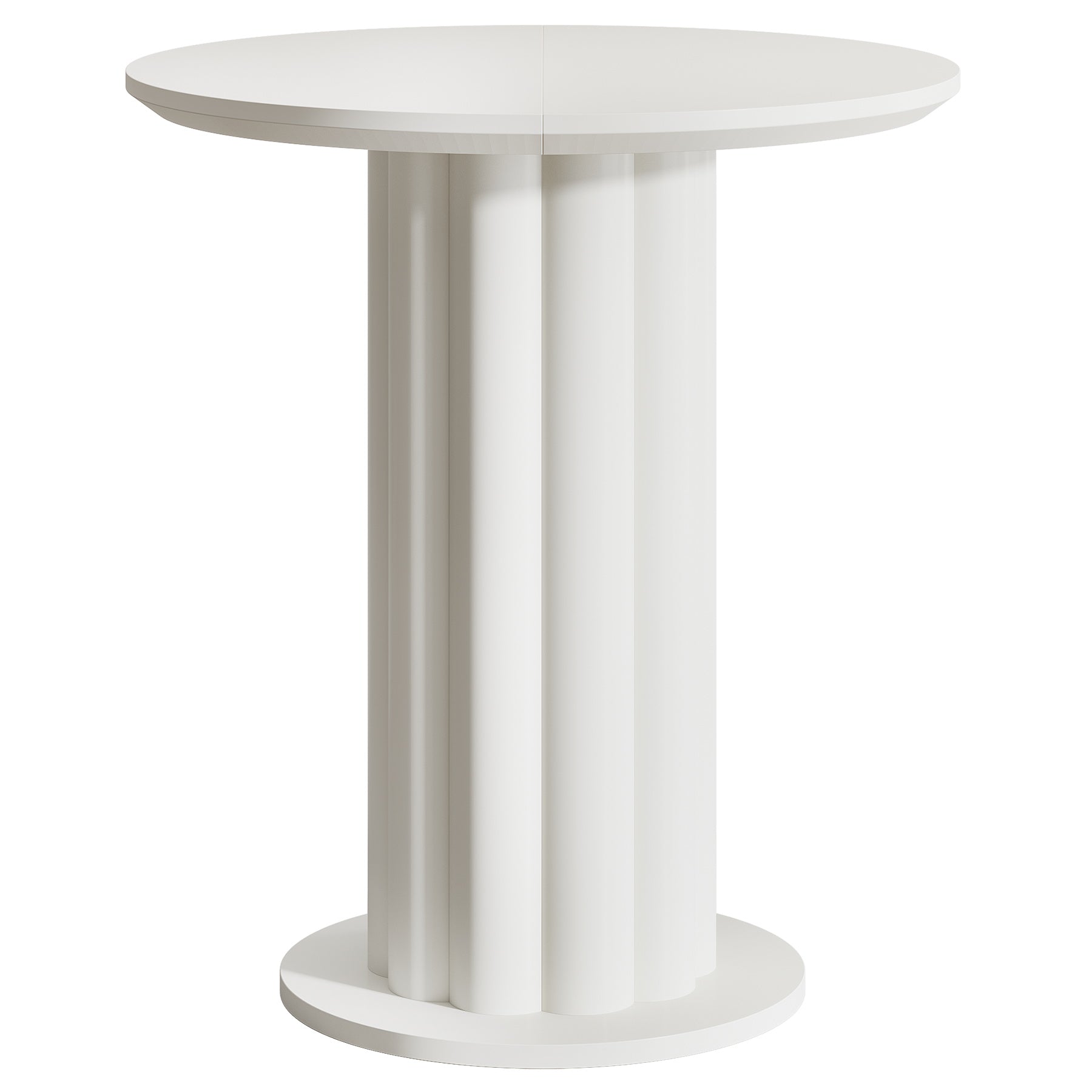 Round Bar Table, 30" Pub Table with Column Fluted Ribbed Leg Base