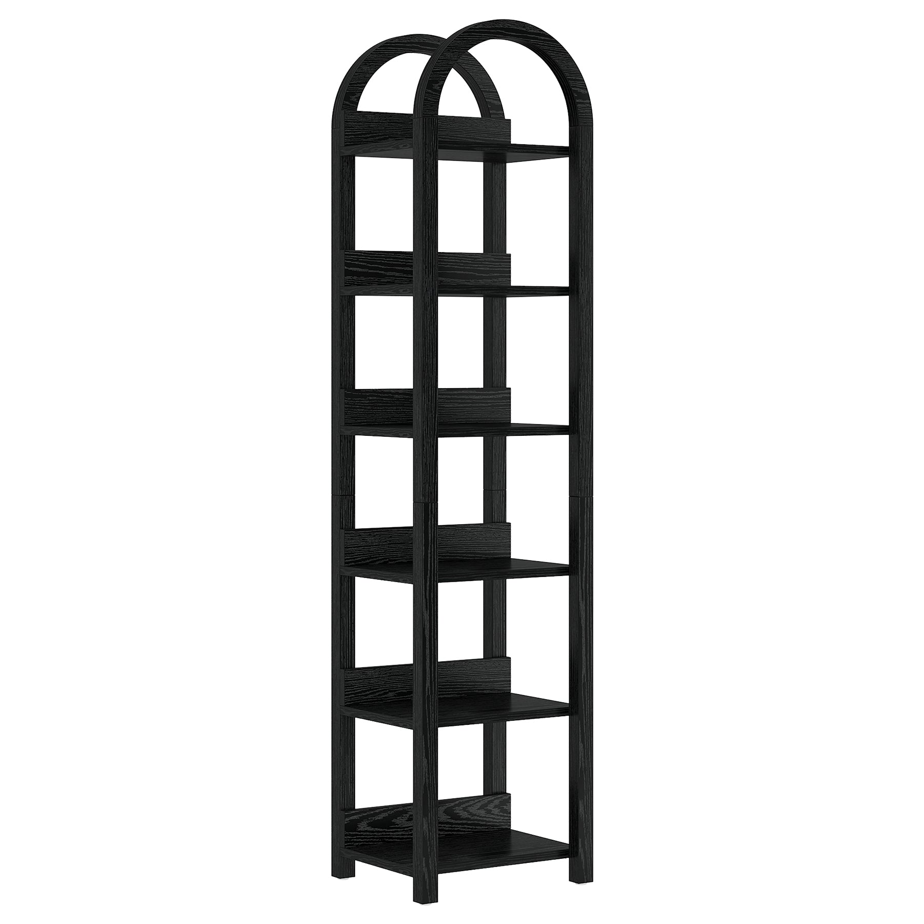 71" Tall and Narrow Bookshelf, 6-Tier Arched Bookcase Open Storage Rack
