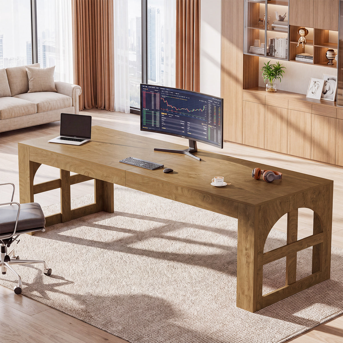 79" Two Person Desk, Farmhouse Double Computer Desk, Home Office