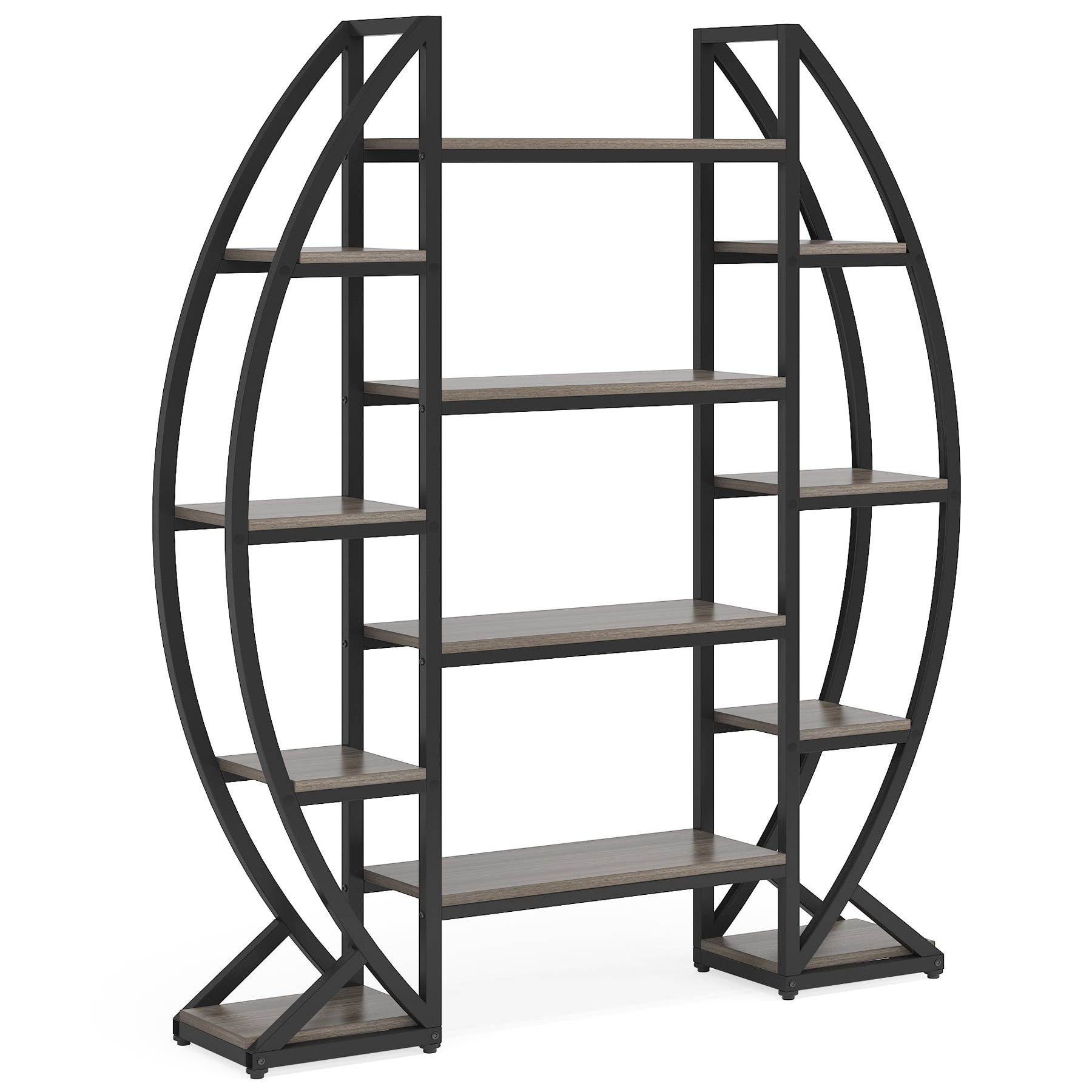 Tribesigns Bookshelf Oval Triple Wide Etagere Bookcases-Tribesigns