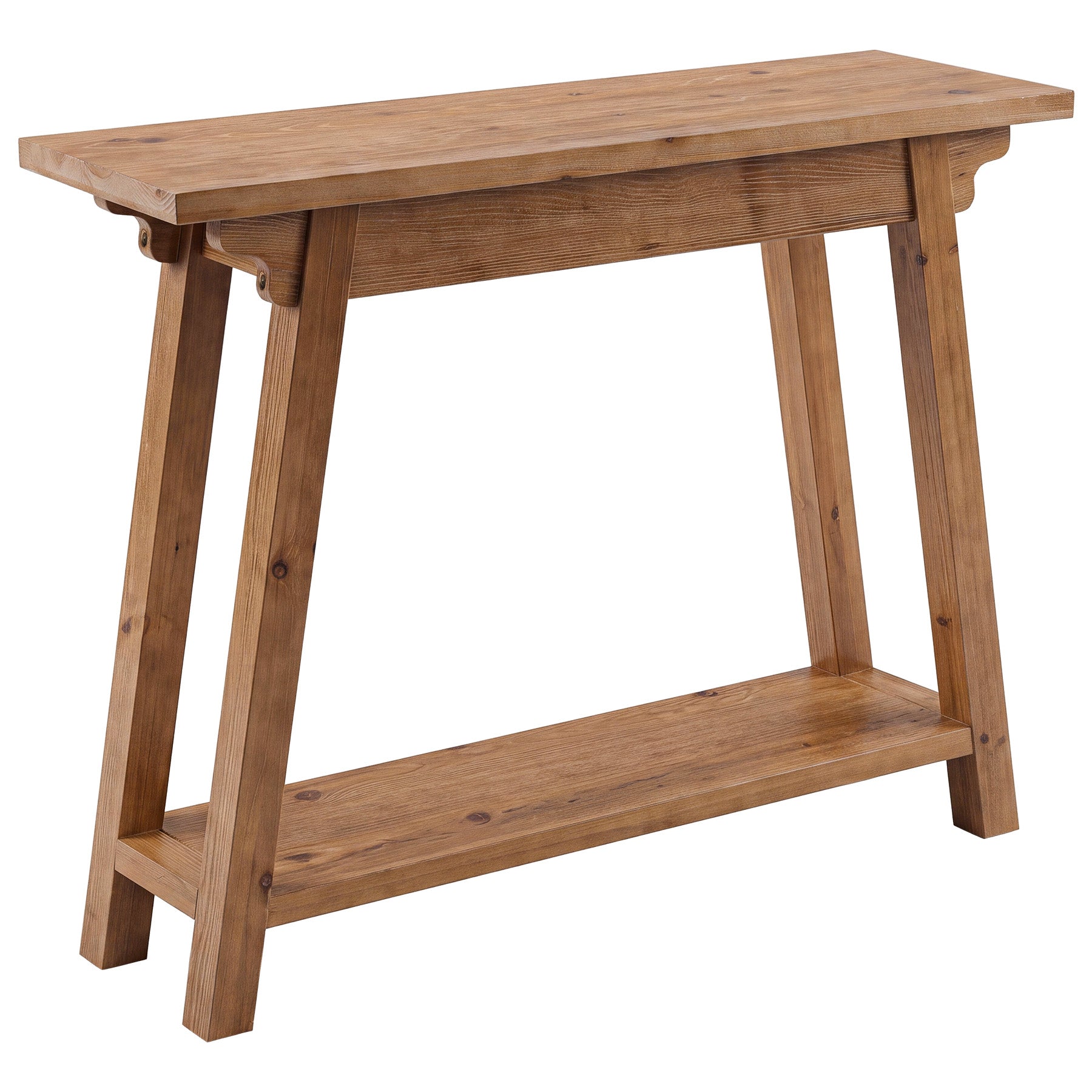 41.3" Solid Wood Console Table, 2-Tier Farmhouse Entryway Table with Stable A-Frame