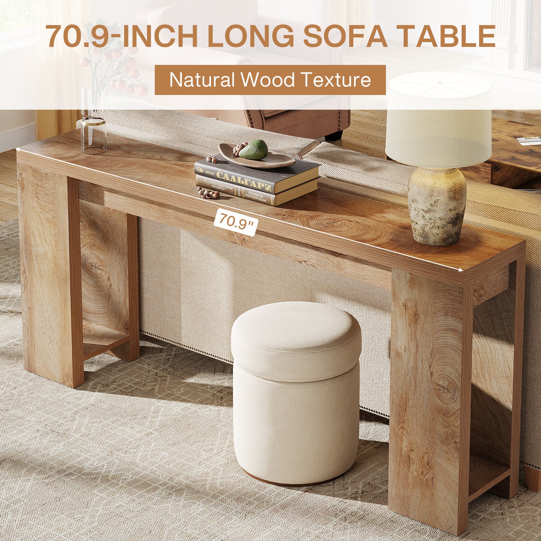 70.9" Console Table, Narrow Entryway Sofa Table Behind Couch