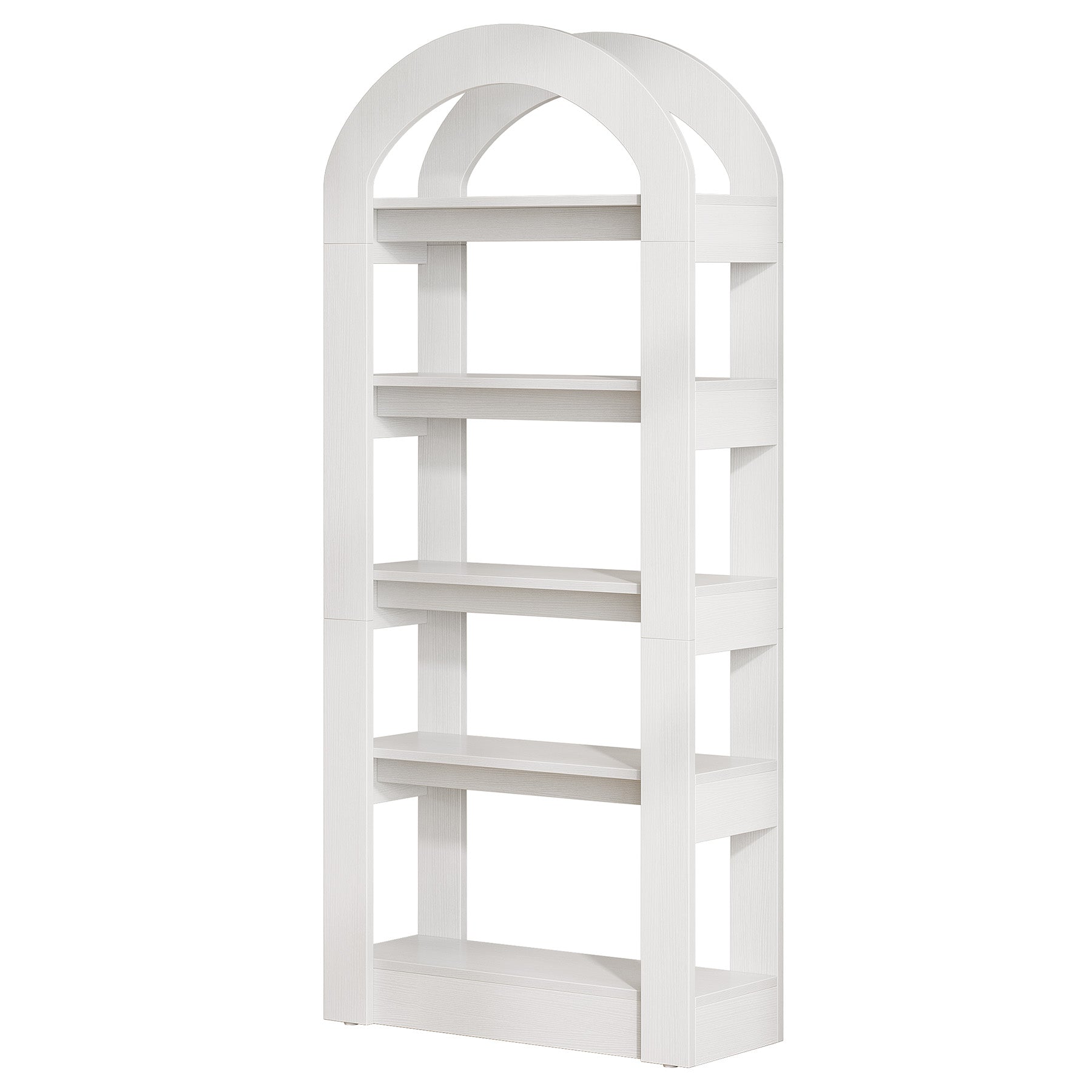 5-Tier Bookshelf, Wooden Bookcase Display Shelf with Arch-Shape