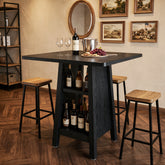 Square Bar Table with Storage, 35.4" H Pub Bar Table with 2 Open Shelves 3