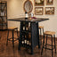Square Bar Table with Storage, 35.4" H Pub Bar Table with 2 Open Shelves