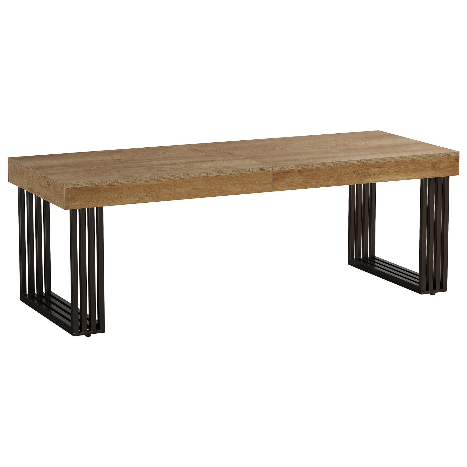 79" Large Dining Table with Metal Frame, Wood Kitchen Table for 6-8