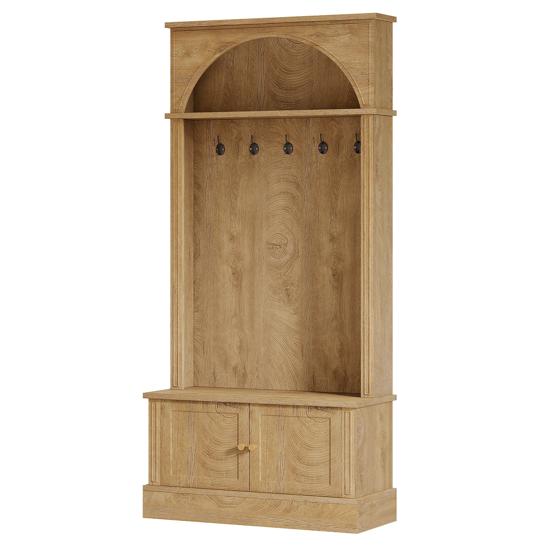 70.8" Hall Tree, 4-in-1 Entryway Coat Rack Shoe Storage with 5 Double Hooks