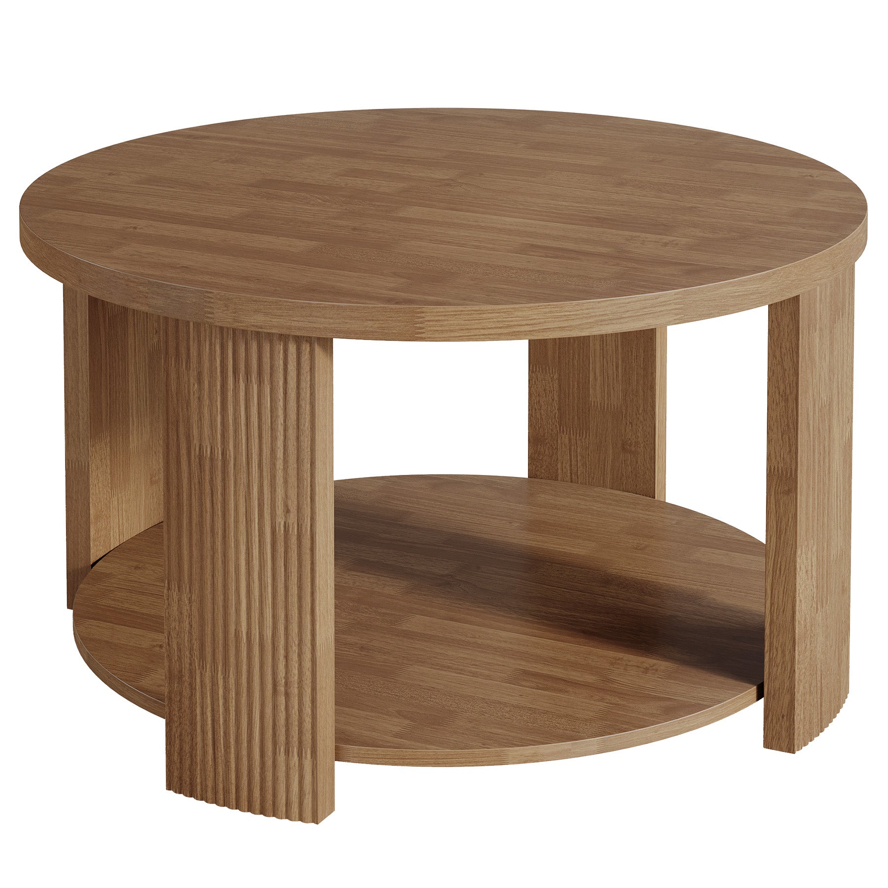 2-Tier Round Coffee Table, 31.5" Circle Accent Center Table with Thick Tabletop