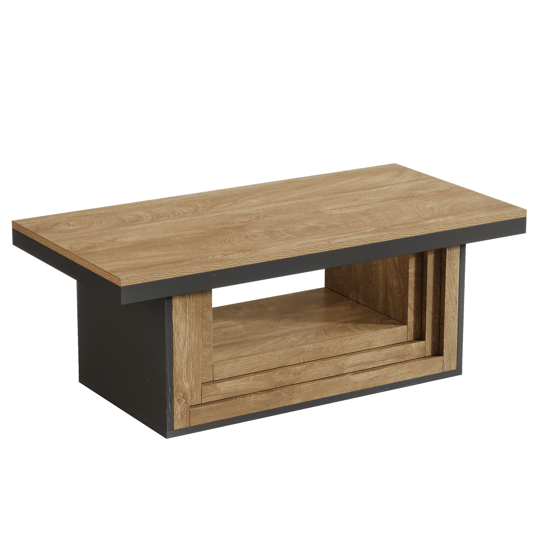 47" Rectangle Coffee Table, Pedestal Center Table Tea Table for Living Room