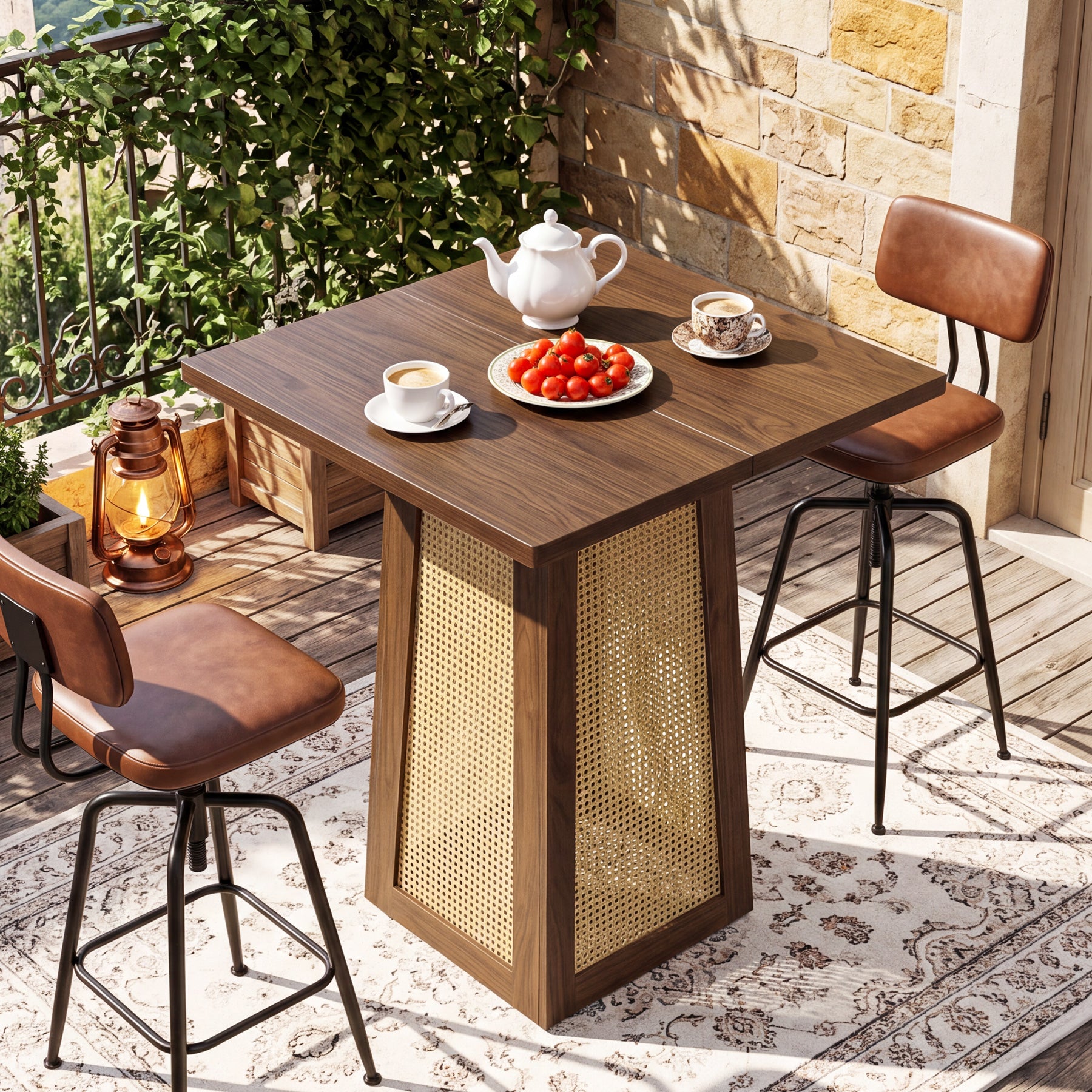 31.5" Square Bar Table for 2–4, Counter Height Pub Table with Pedestal Base for Home Bar