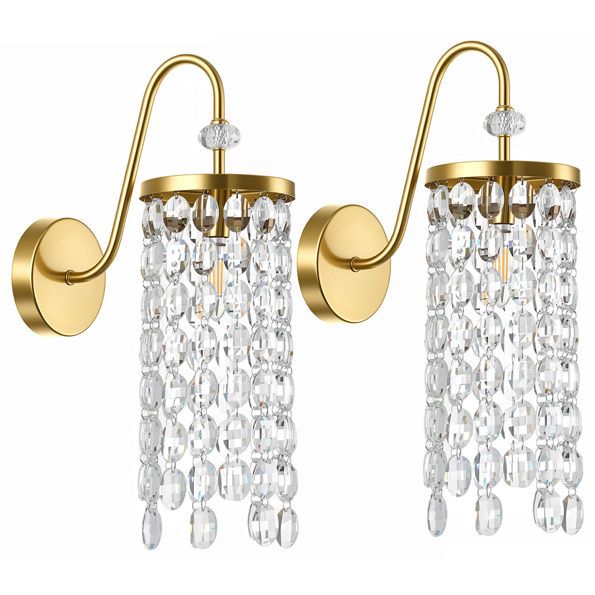 18.5" Gold Wall Sconce, Crystal Wall Light with E12 Socket
