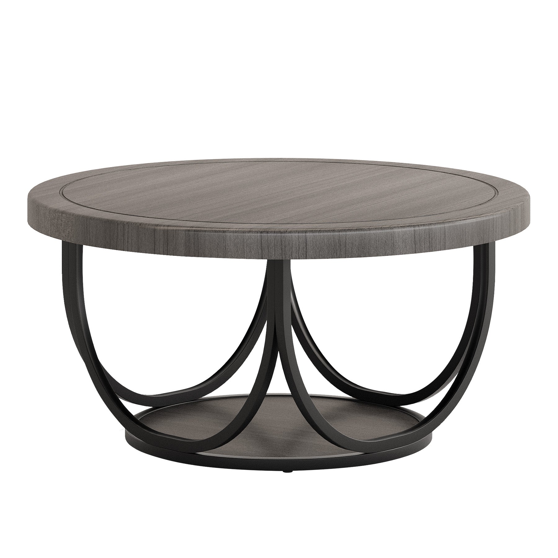 Round Coffee Table, 31.5" Circle Accent Cocktail Table with Storage Shelf