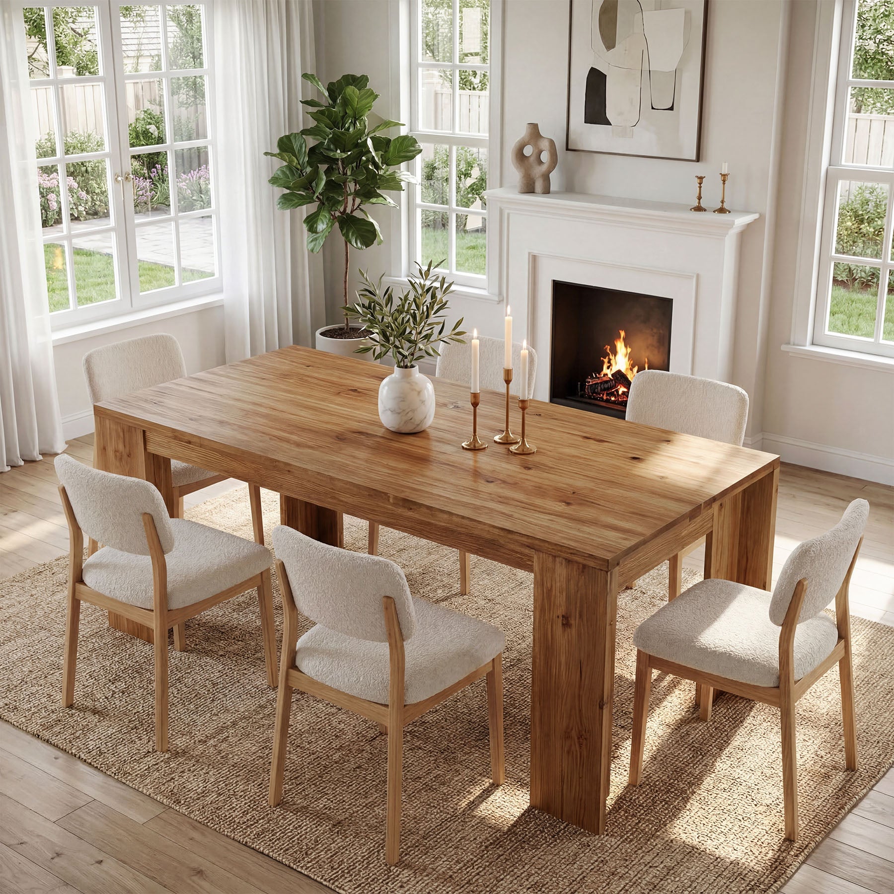 Tribesigns 63" Solid Wood Dining Table, Farmhouse Kitchen Table for Home