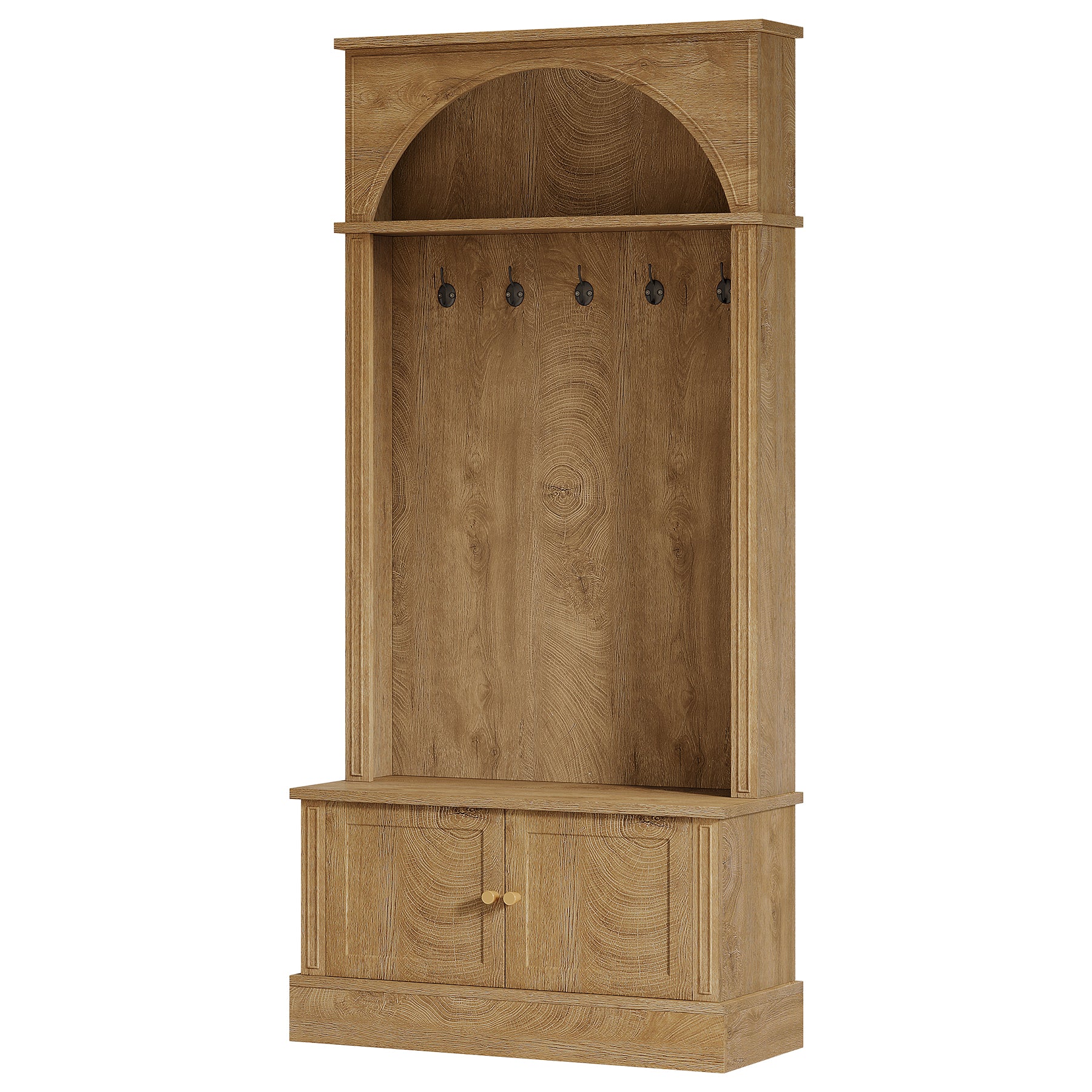 70.8" Hall Tree, 4-in-1 Entryway Coat Rack Shoe Storage with 5 Double Hooks