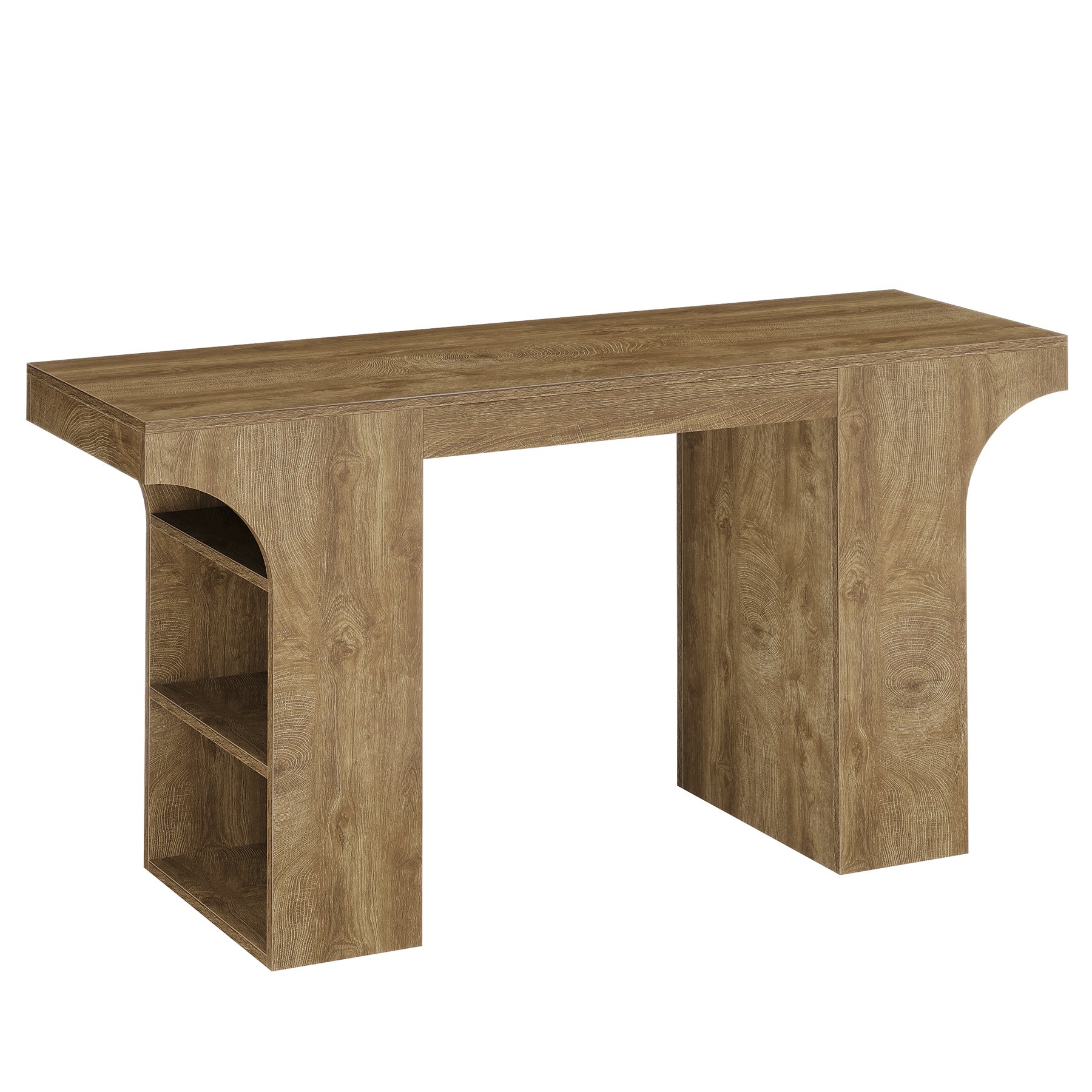 63" Bar Table, Rectangular Counter Height Pub Table with Storage Shelves