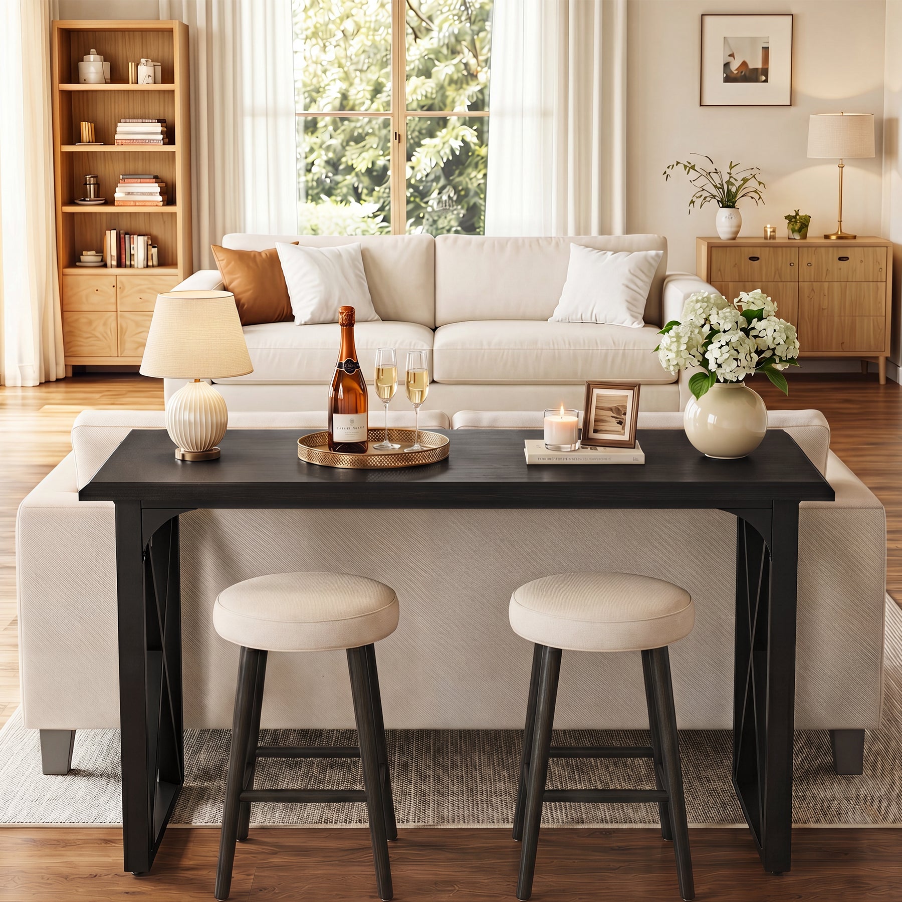 55" Rectangle Bar Table, Counter Height Pub Table for Dining Room, Kitchen