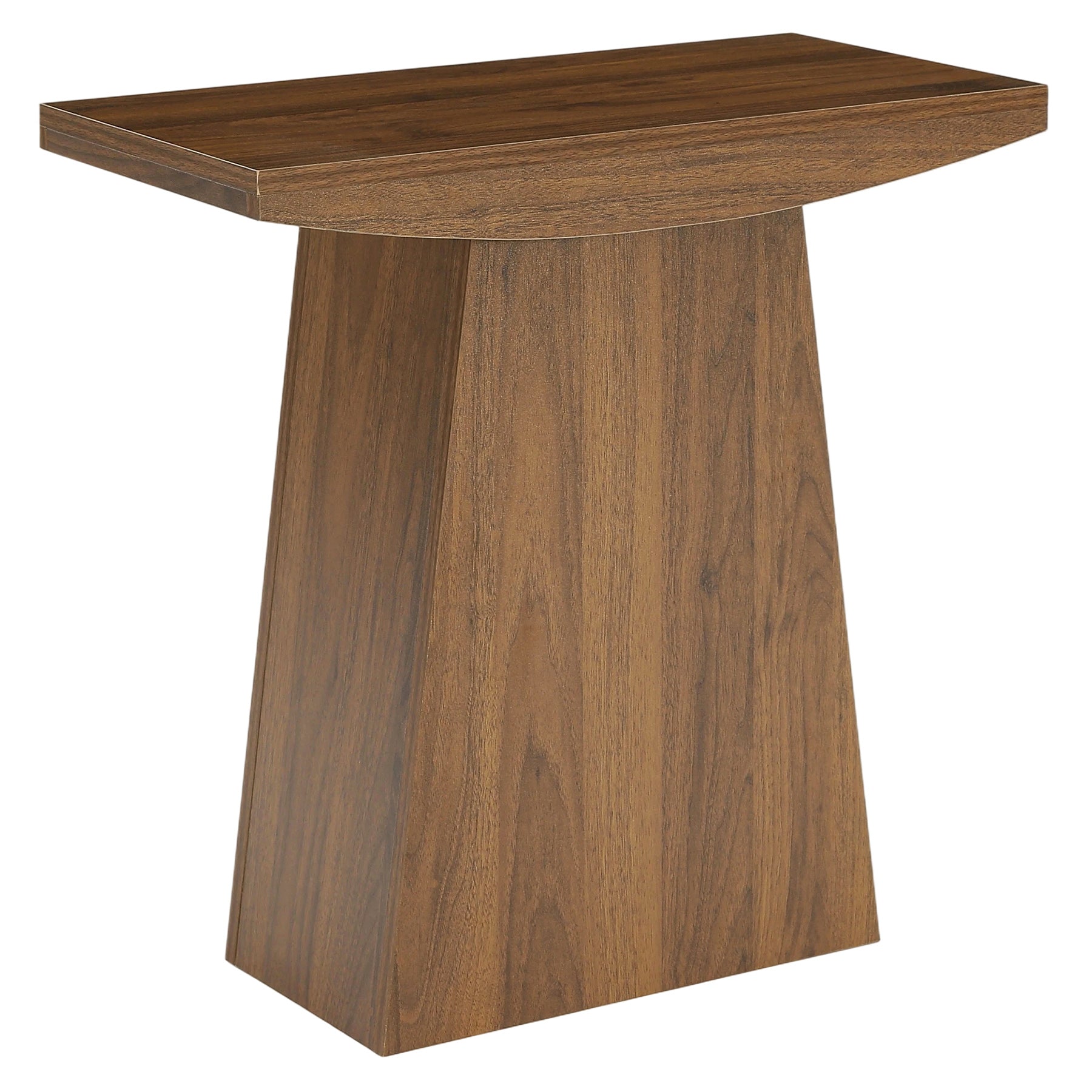 23.6" Pedestal End Table, Farmhouse Sofa Couch Side Table with Trapezoid Base