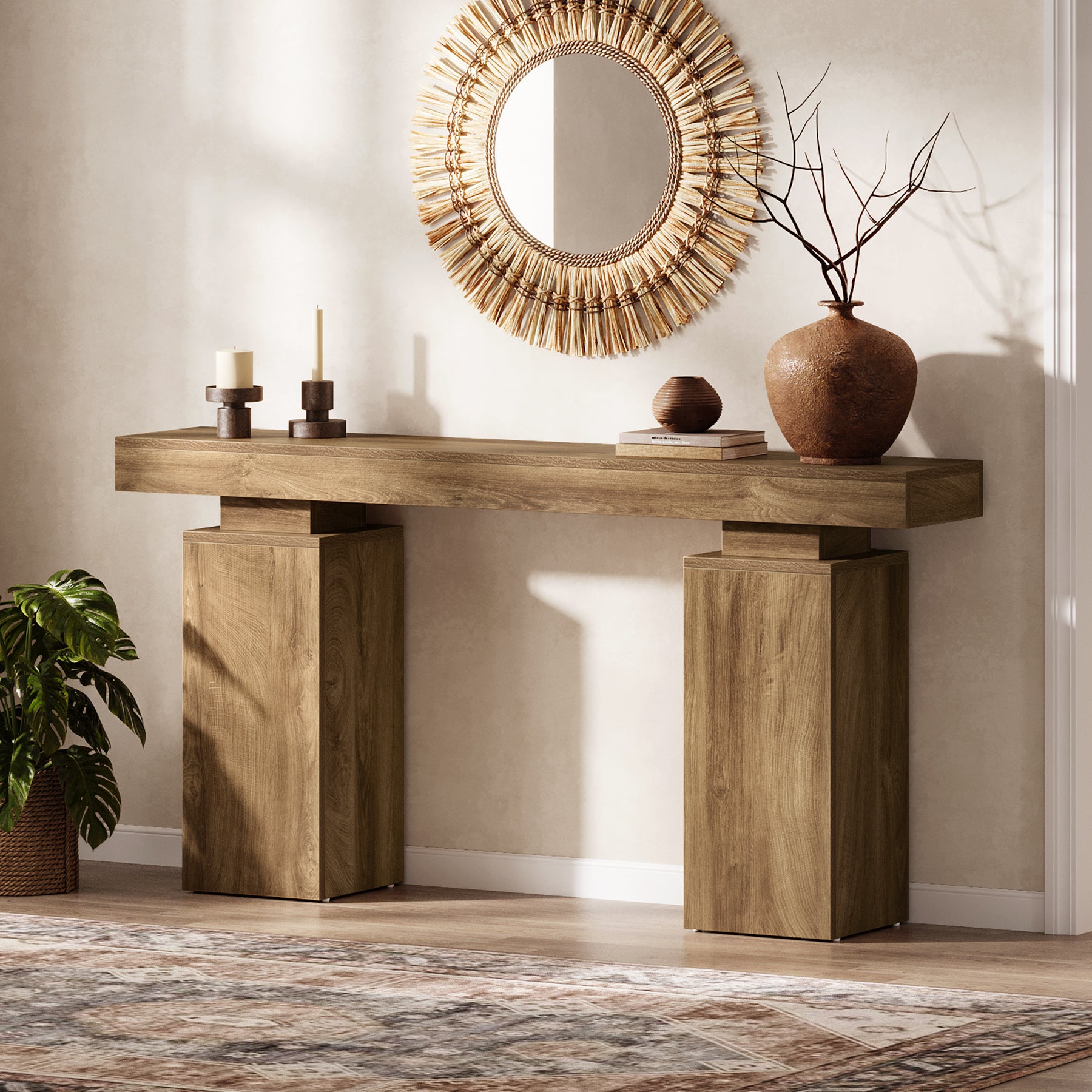 63" Console Table, Wooden Entryway Table Foyer Stand