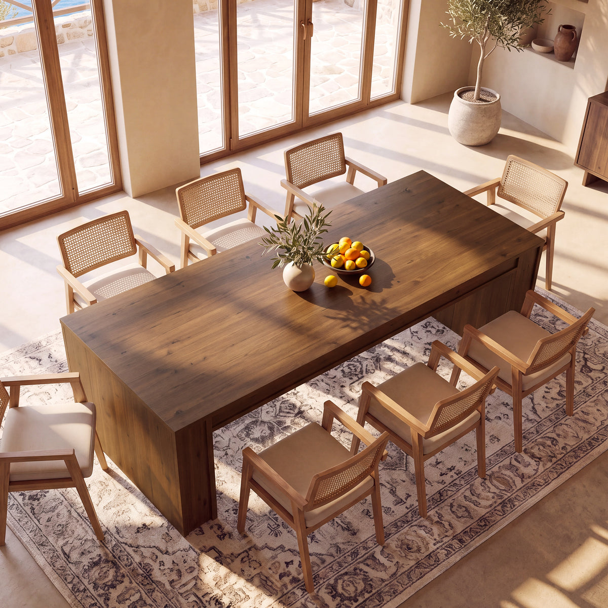 78.7" Solid Wood Dining Table for 6-8, Rectangular Kitchen Table with Thick Block Legs