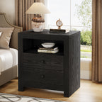 23.6" Nightstand, Rustic Bedside Table with 2 Storage Drawers