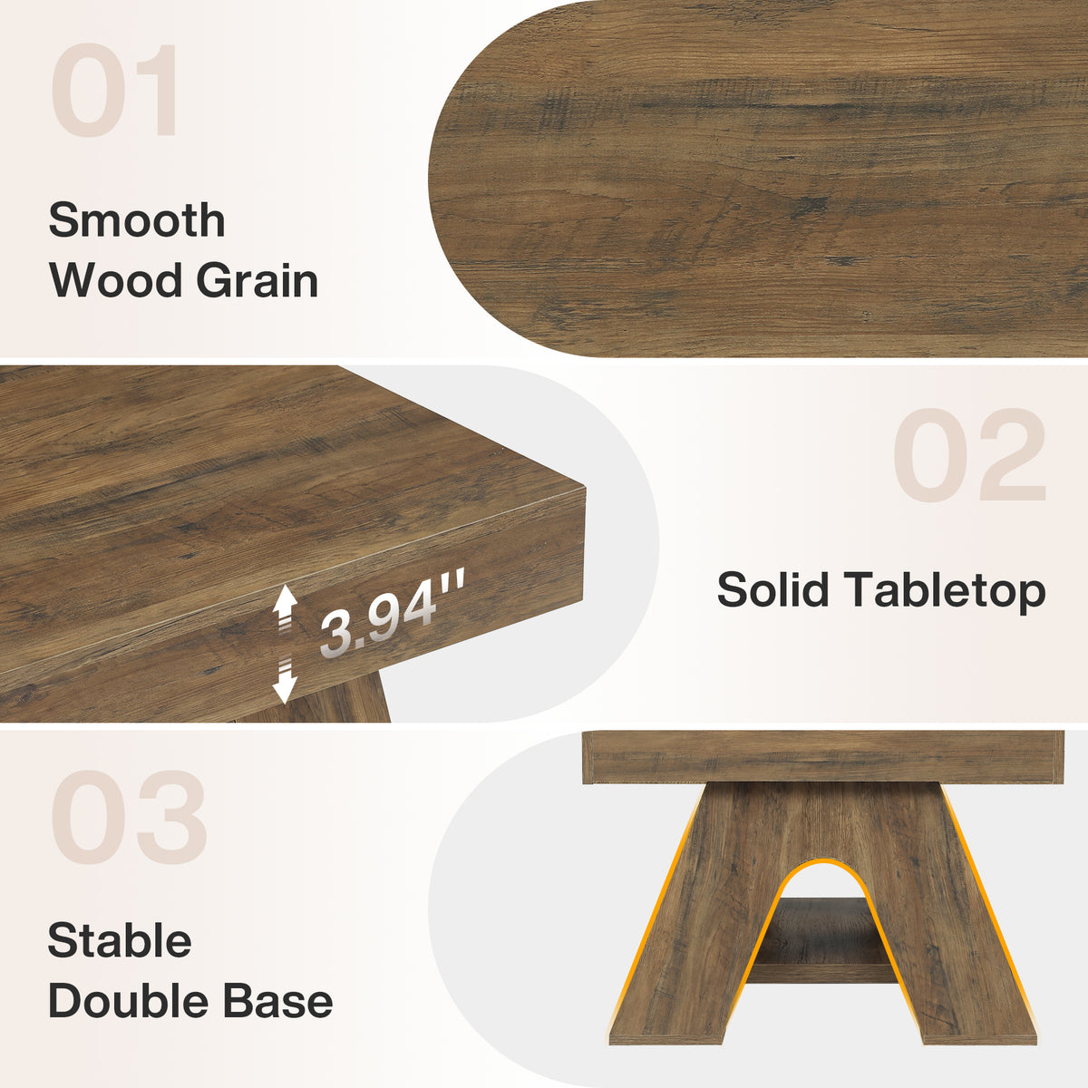 Tribesigns 55.1-Inch Farmhouse Coffee Table with Storage Shelf, Large Rectangle Center Table for Living Room
