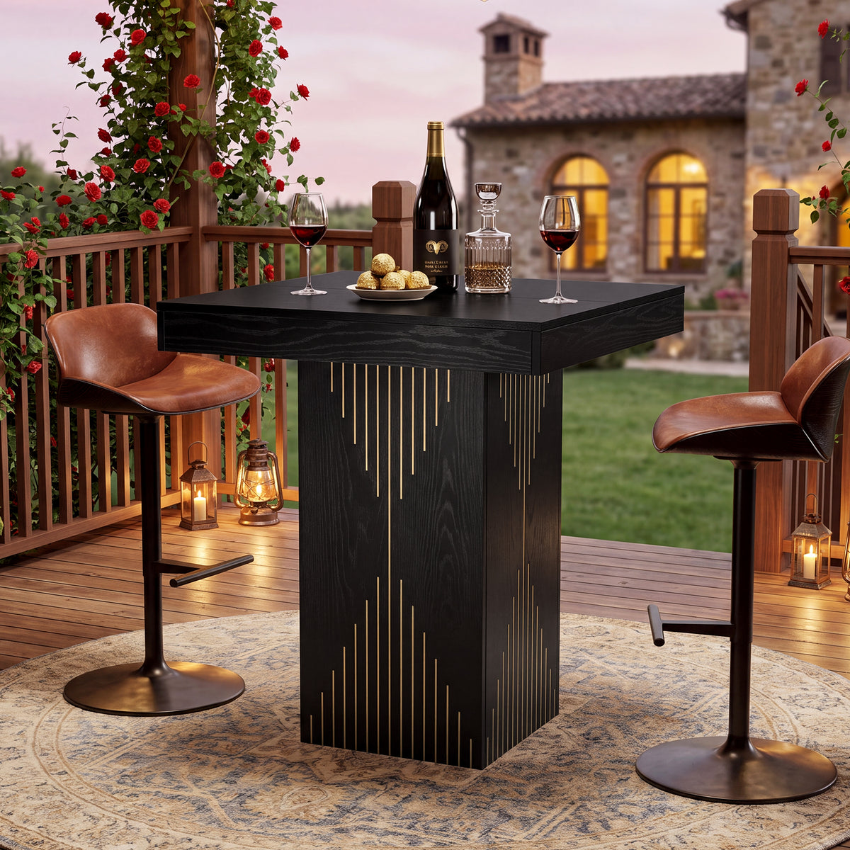32" Square High Top Bar Table, Modern Small Kitchen & Dining Room Table