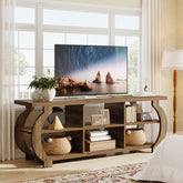 63" Farmhouse TV Stand for 55–75 Inch TVs, Wood Media Console with Open Storage Shelves for Living Room 3