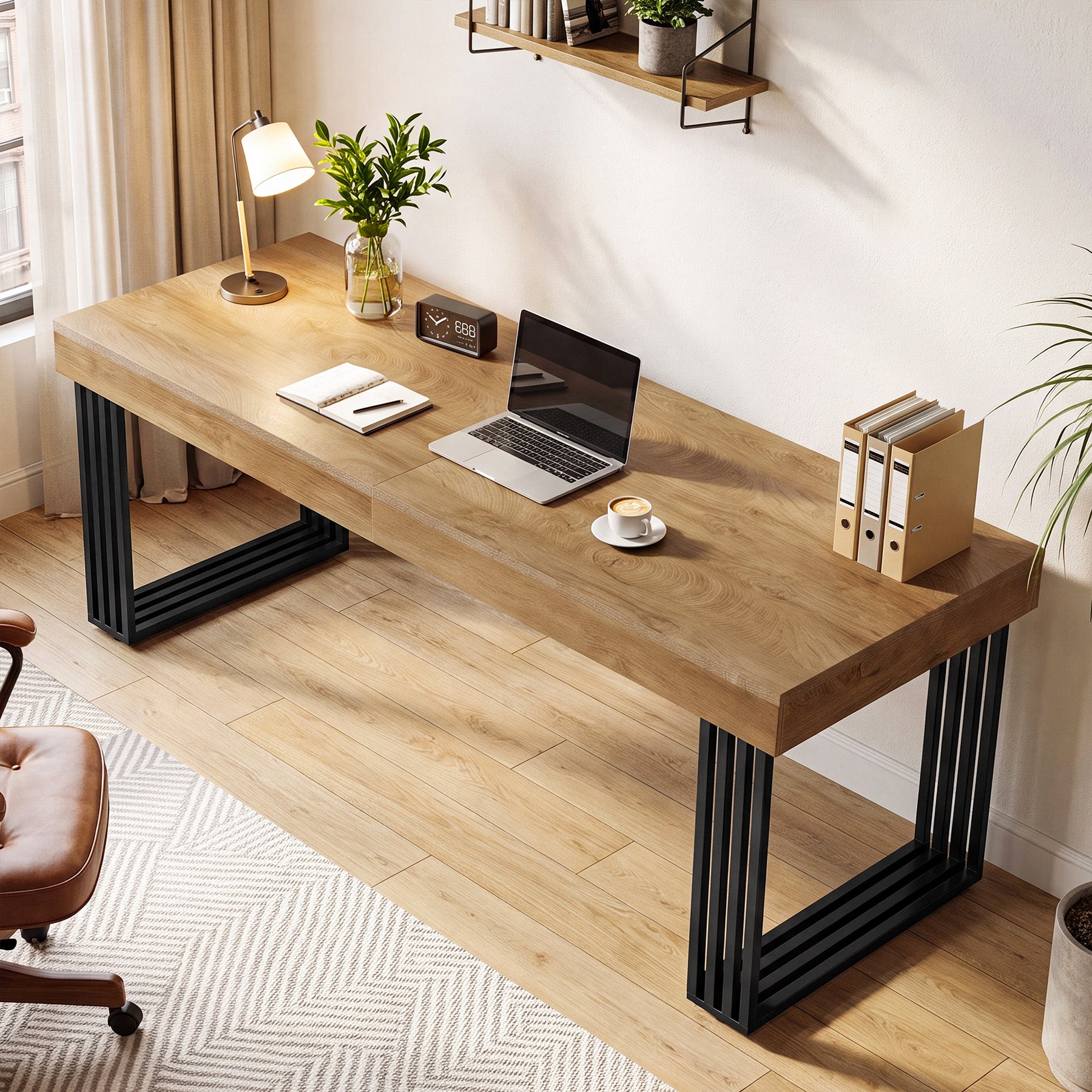 79" Large Computer Desk, Double Executive Desk with Thick Tabletop, Home Office