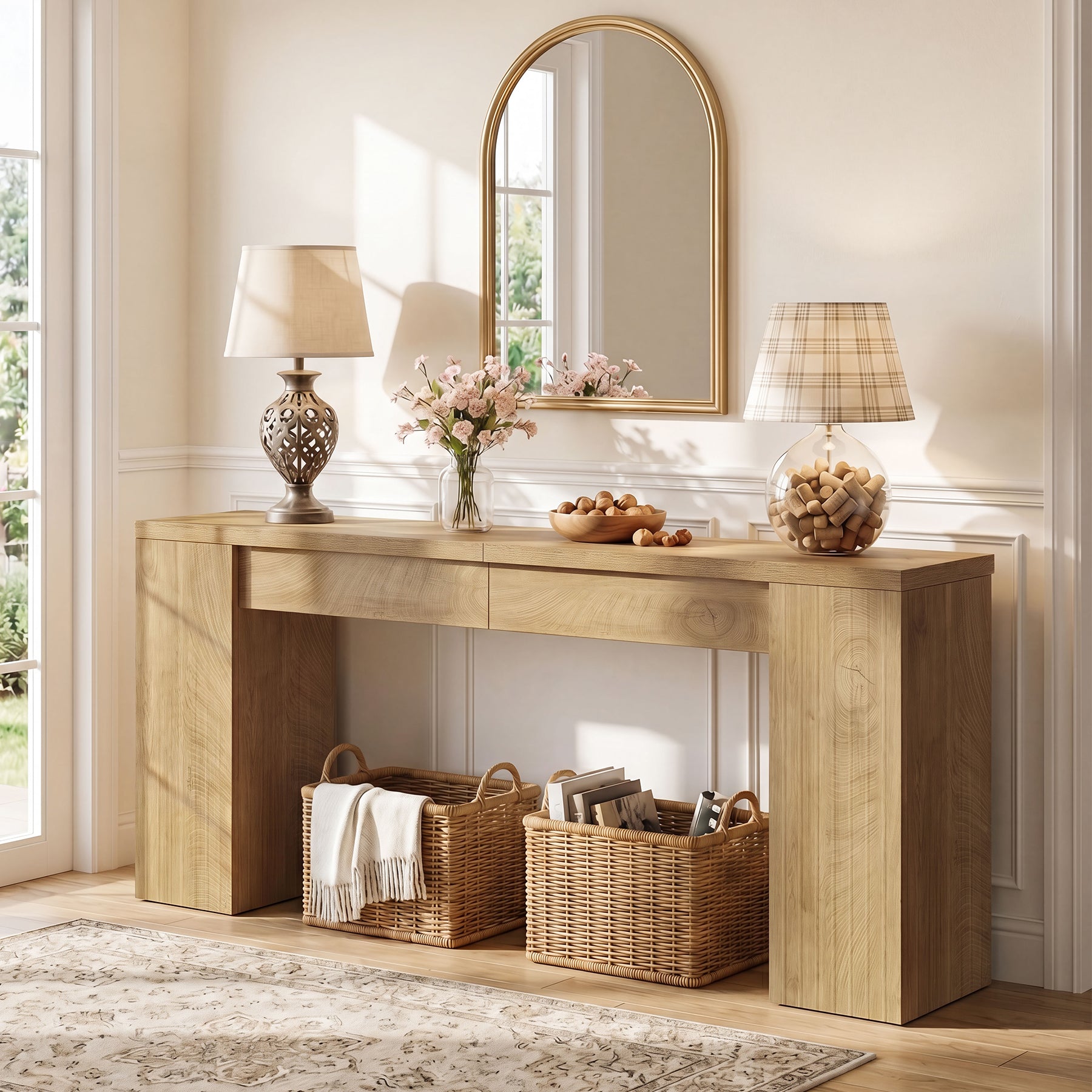 79" Extra Long Console Table, Narrow Sofa Table for Behind Couch, Fluted Entryway Table for Living Room & Hallway