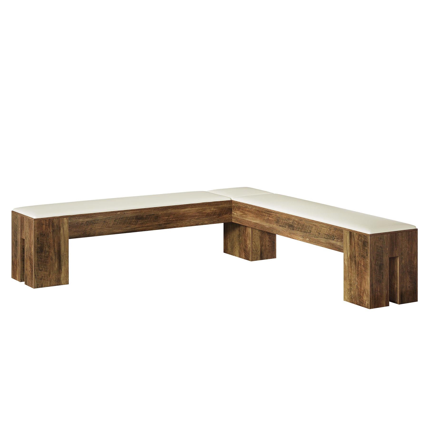 L-Shaped Bench, 61" Entryway Shoe Bench with Padded Seat Cushion