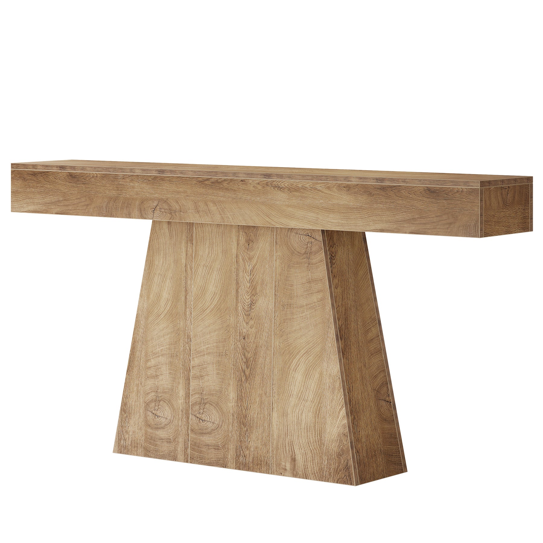 63" Console Table, Farmhouse Entryway Table Sofa Table with Trapezoidal Base