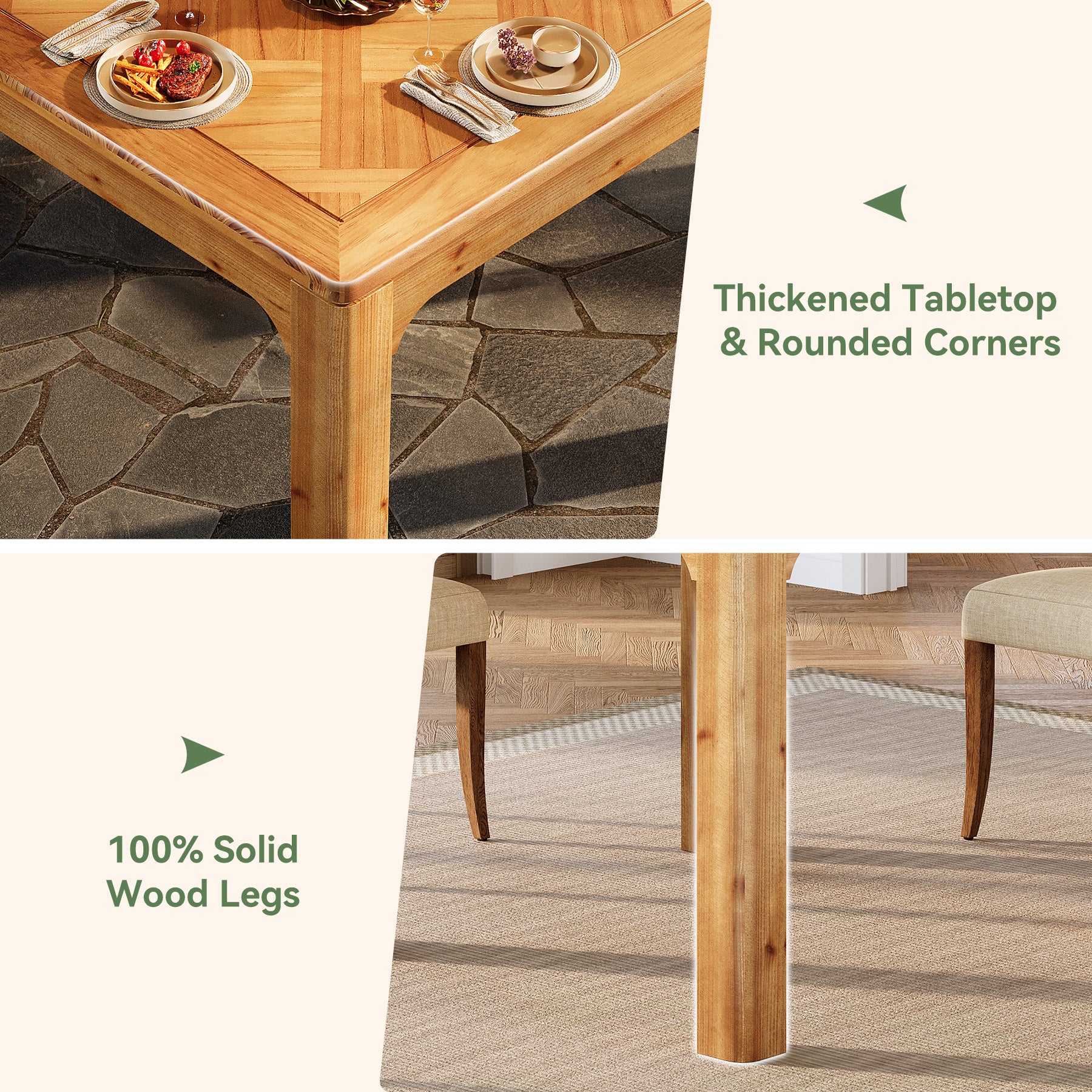 Solid Wood Square Dining Table, 31.5" Kitchen Table with 3D Textured Tabletop