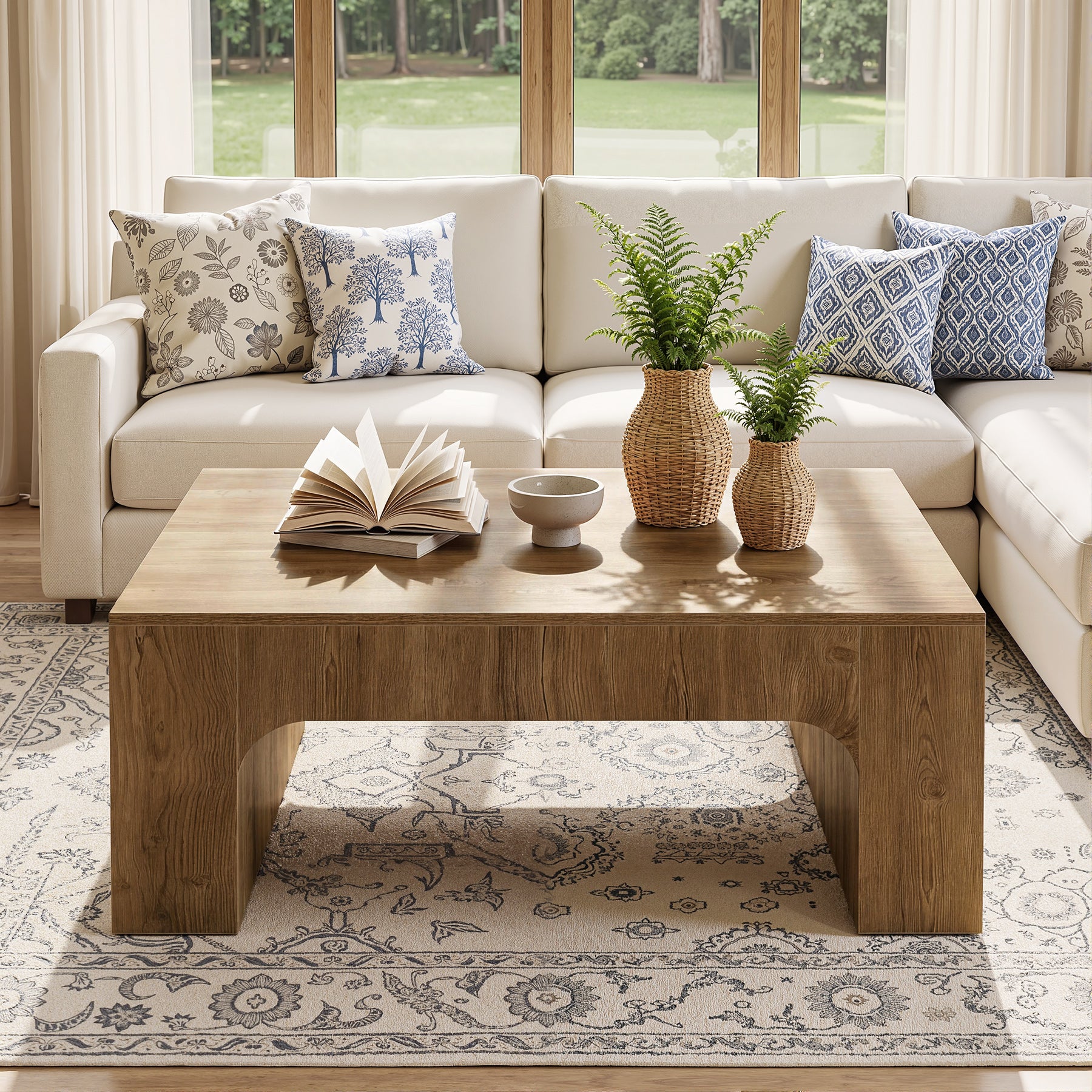 Tribesigns 39" Square Coffee Table, Wooden Farmhouse Center Table for Living Room