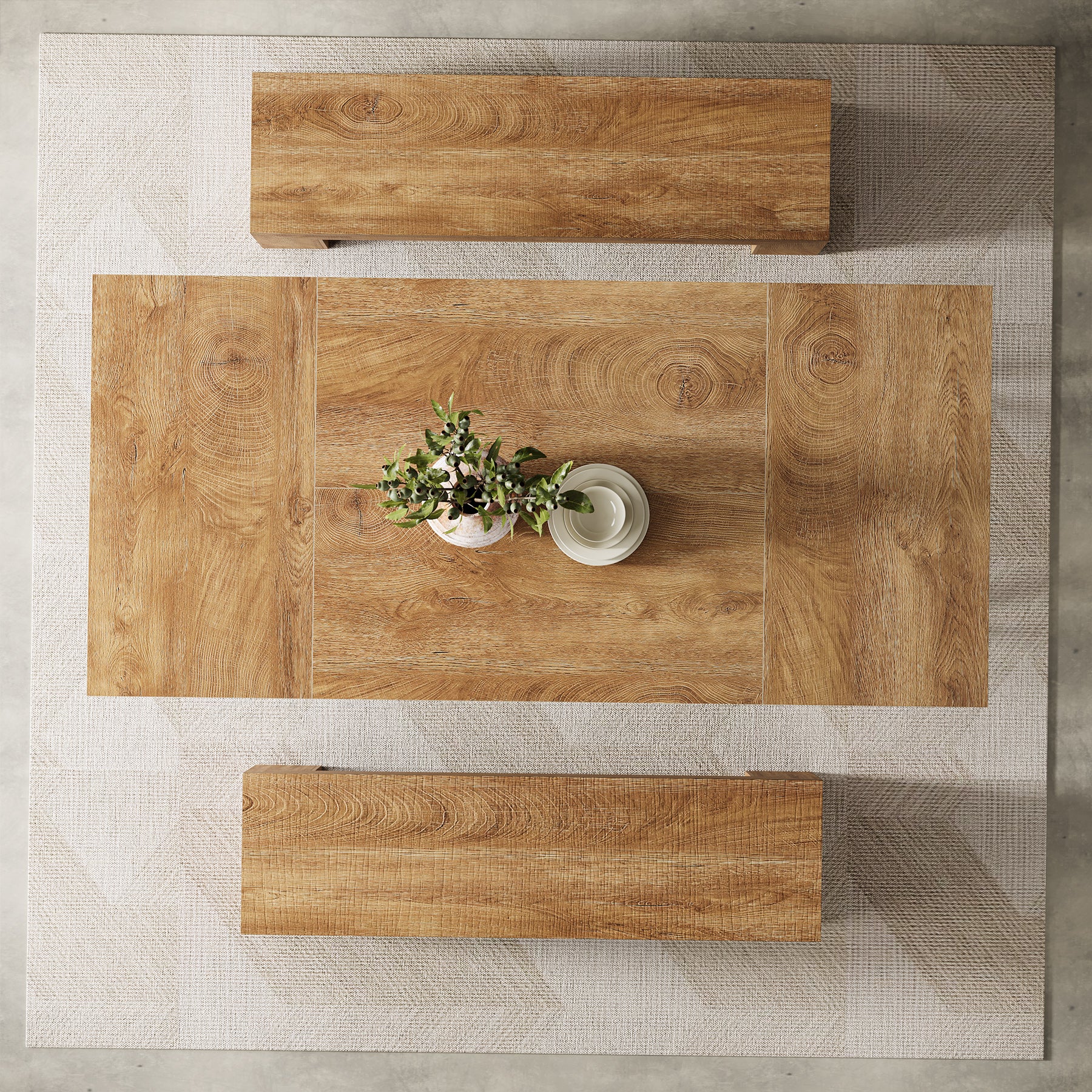 Rectangle Dining Table, 63" Farmhouse Kitchen Table for 4-6 People