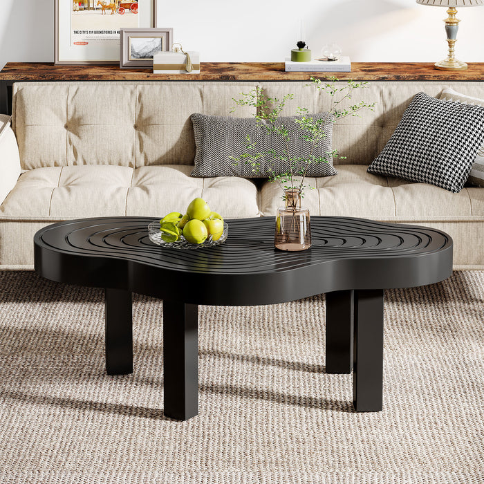 45" Coffee Table, Modern Irregular Center Table with Thick Tabletop