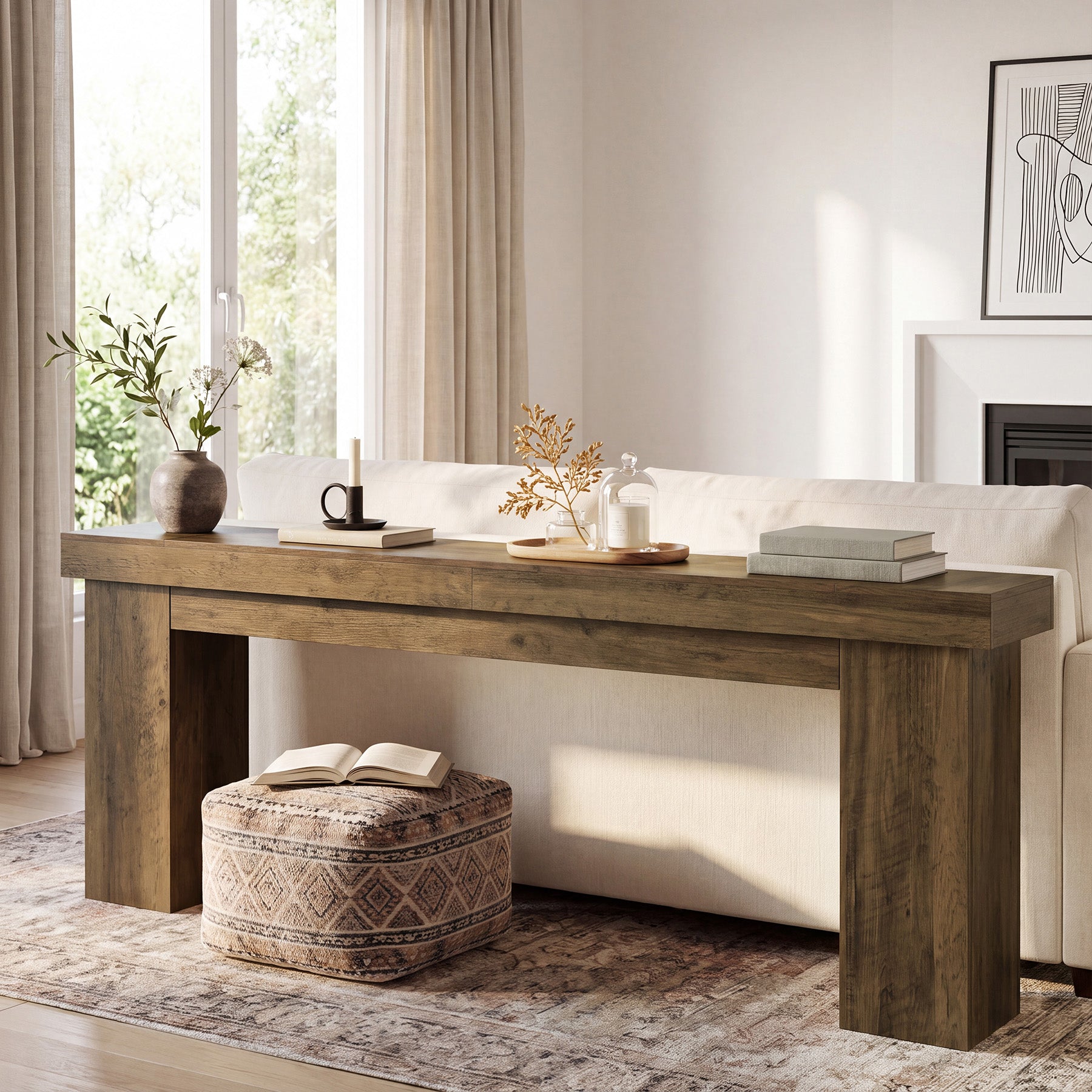 86.6" Console Table, Extra-Long Sofa Entryway Table for Living Room, Foyer
