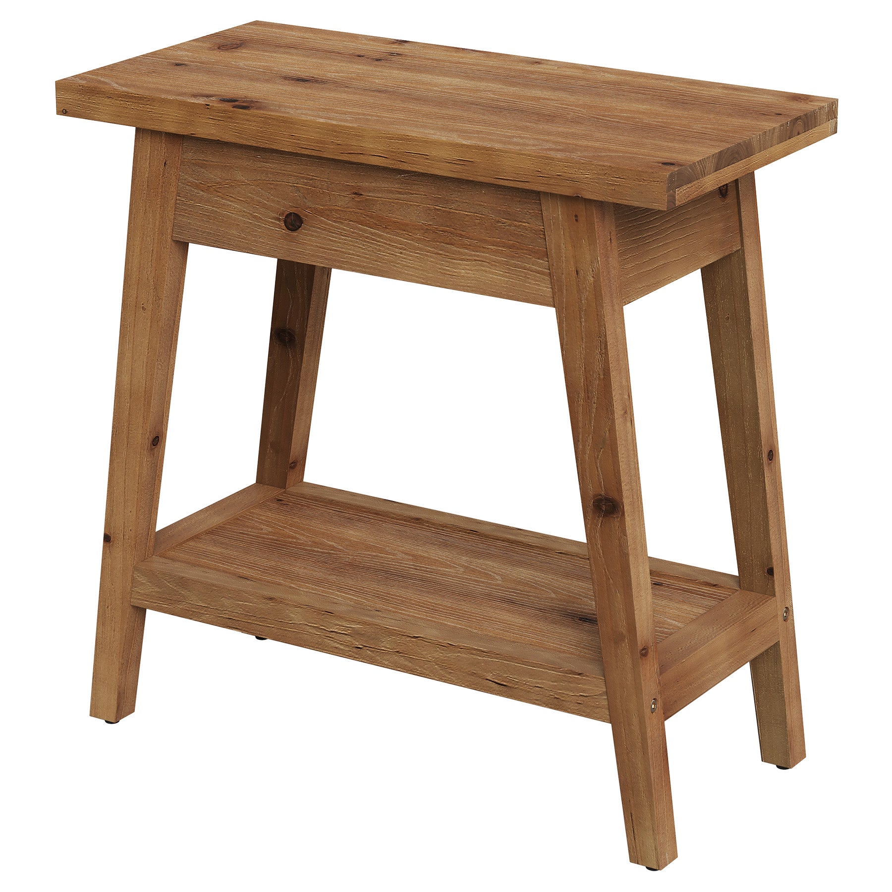 2-Tier Solid Wood End Table, Farmhouse Side Table with Storage for Living Room