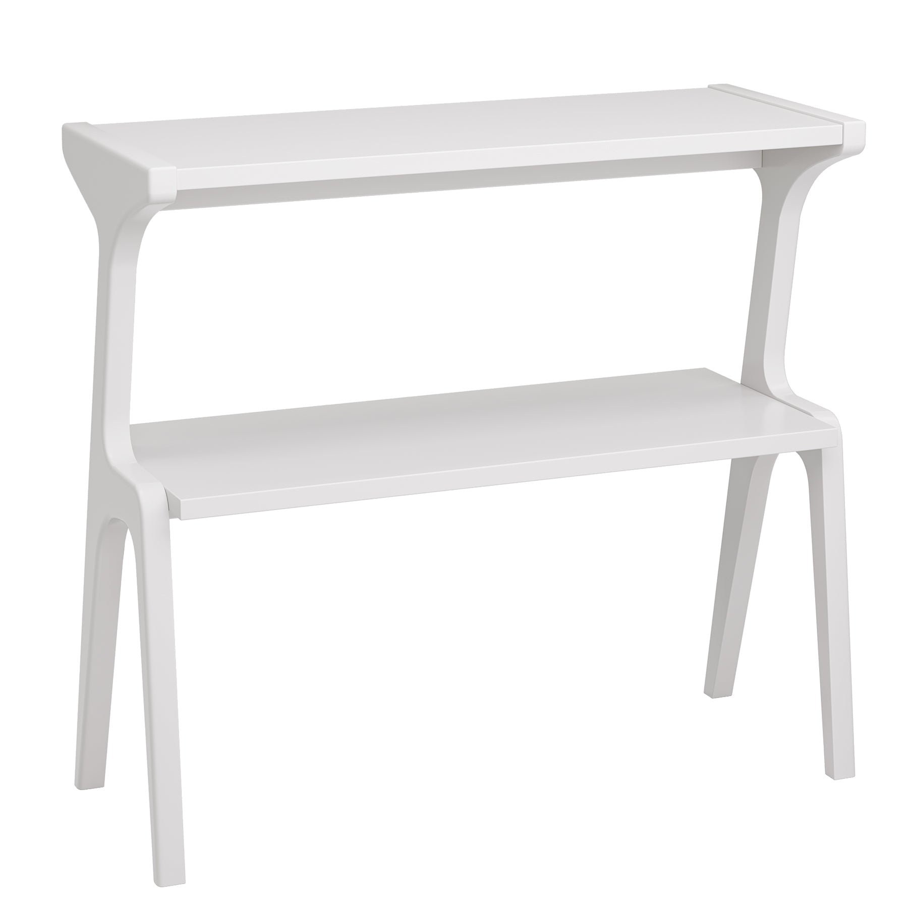 Solid Wood End Table, 2-Tier Sofa Side Table with Storage Shelf