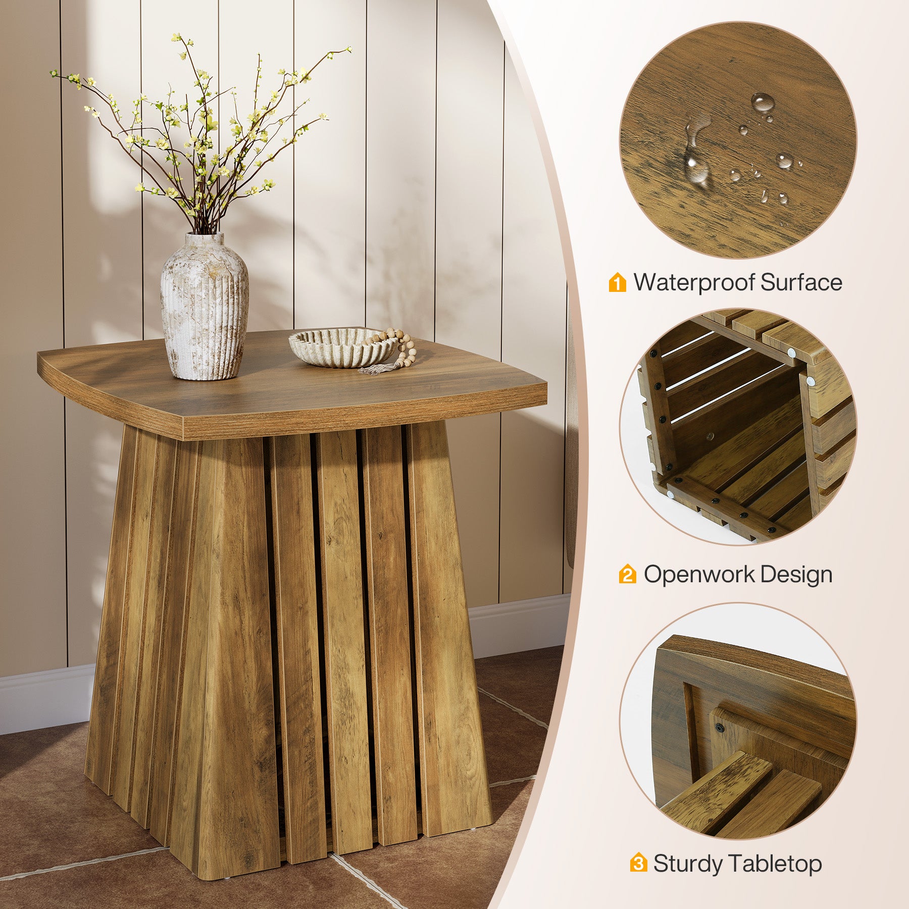 Tribesigns 22.05" Modern Column Base End Table, Stylish Square Table for Living Room