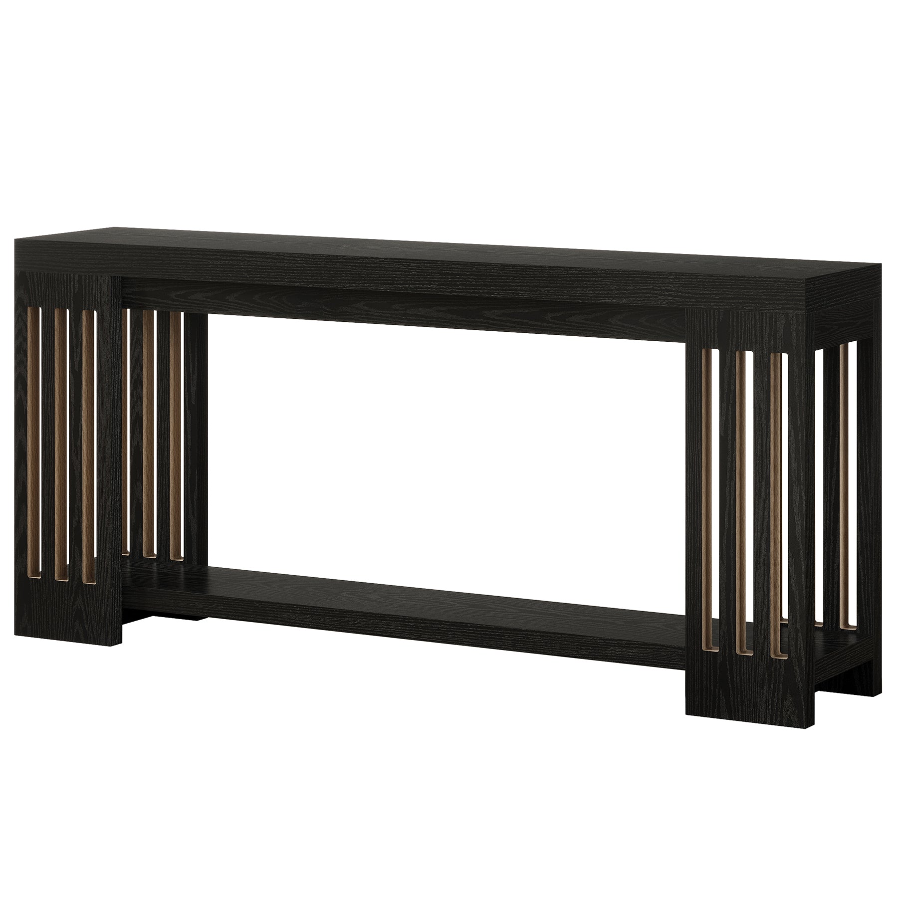 70.9" Console Table, Farmhouse 2-Tier Sofa Table with Vertical Stripe Legs