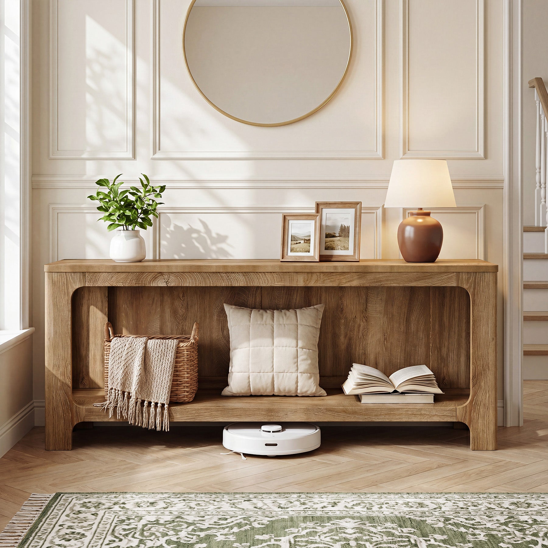63" Console Table with Storage Shelf, 2-Tier Narrow Entryway Table for Hallway