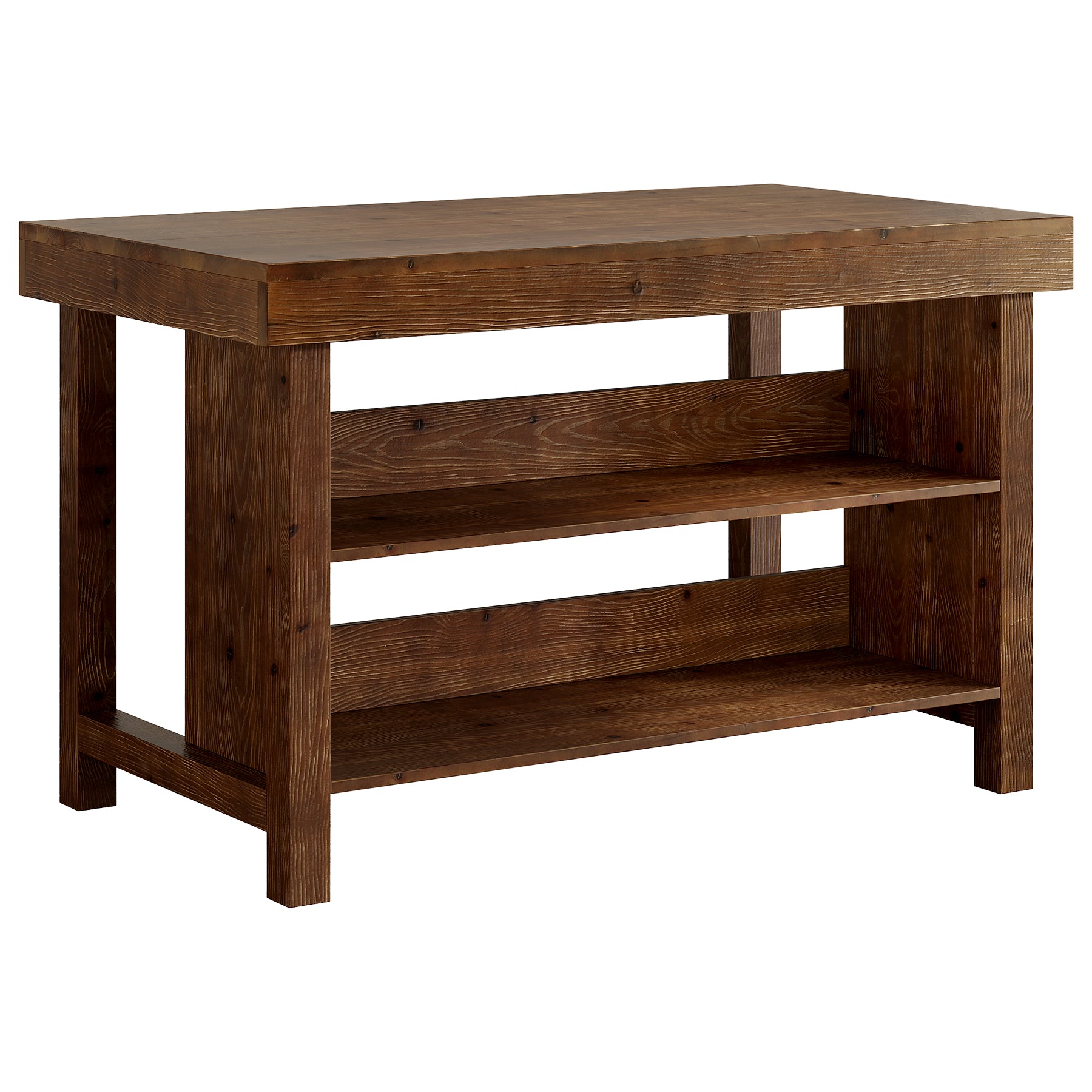 55" Wood Kitchen Island, 3-Tier Farmhouse Counter Height Coffee Bar