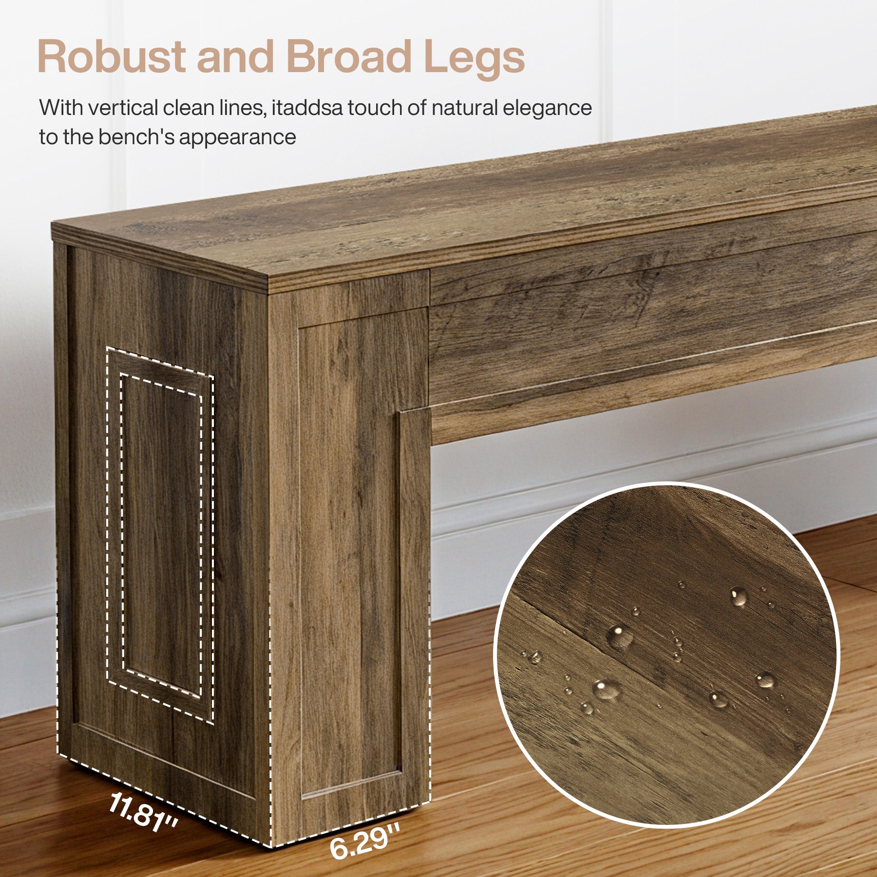 55" Entryway Bench, Indoor End of Bed Bench for Hallway