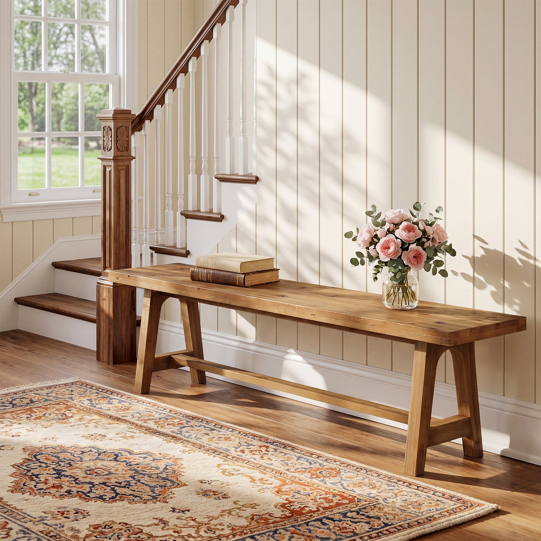 Tribesigns 63-Inch Entryway Bench, Narrow Hallway Seat for Mudroom