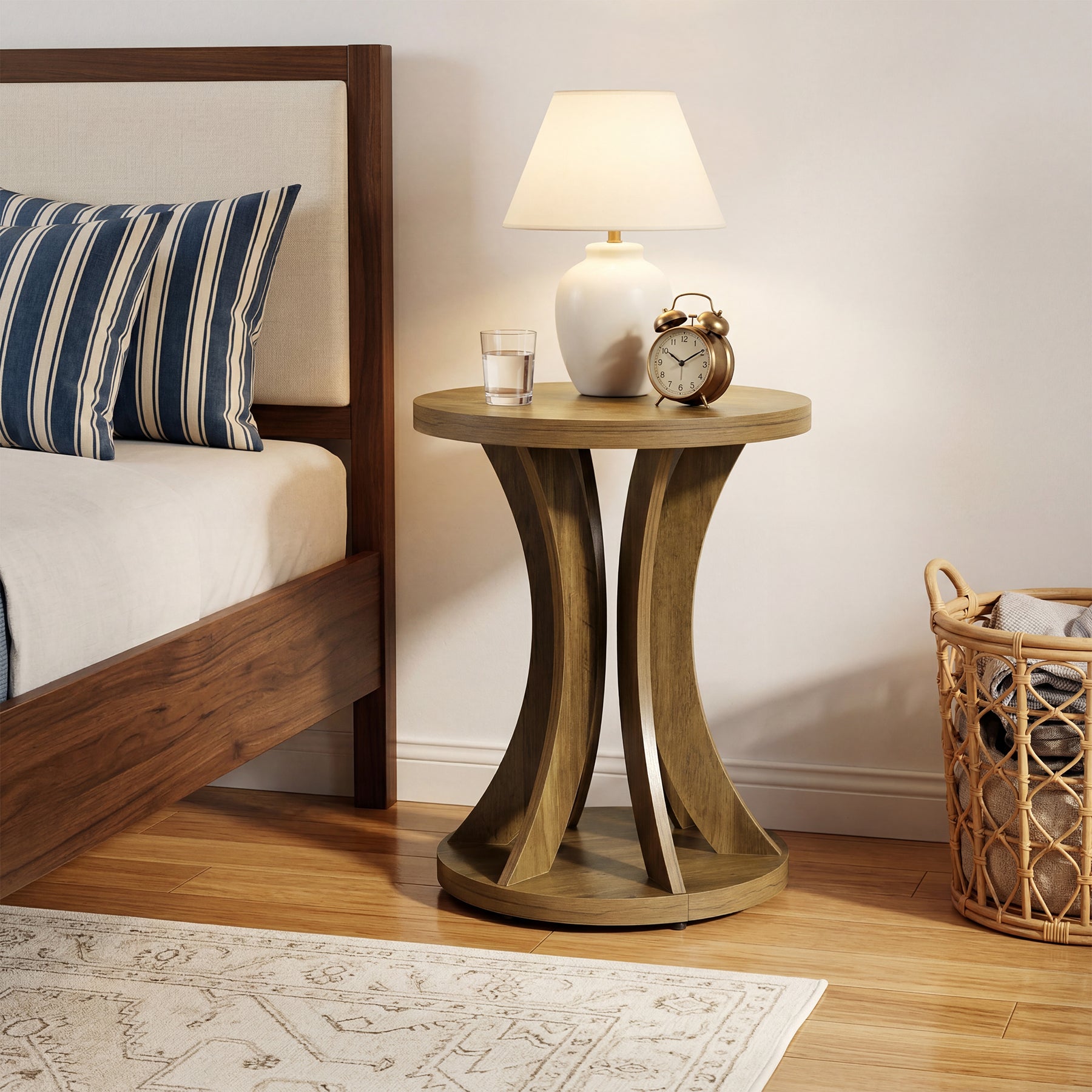 Tribesigns 17.71" Round Side Table, Farmhouse Curved End Table