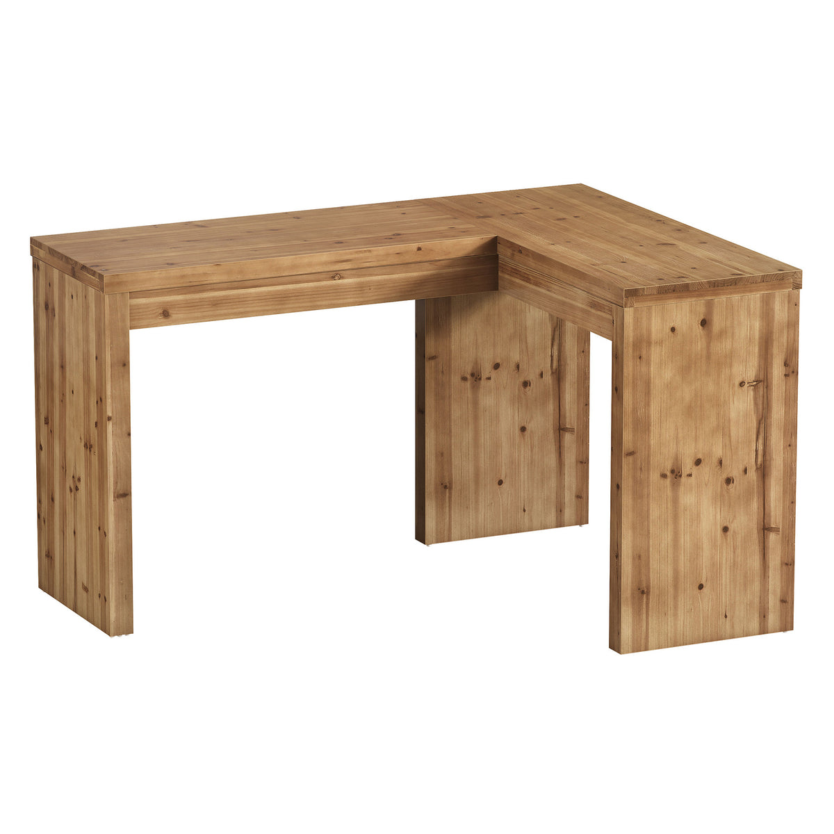 63" x 47" L-Shaped Solid Wood Bar Table, Counter Height with 2.4" Thick Panel Legs